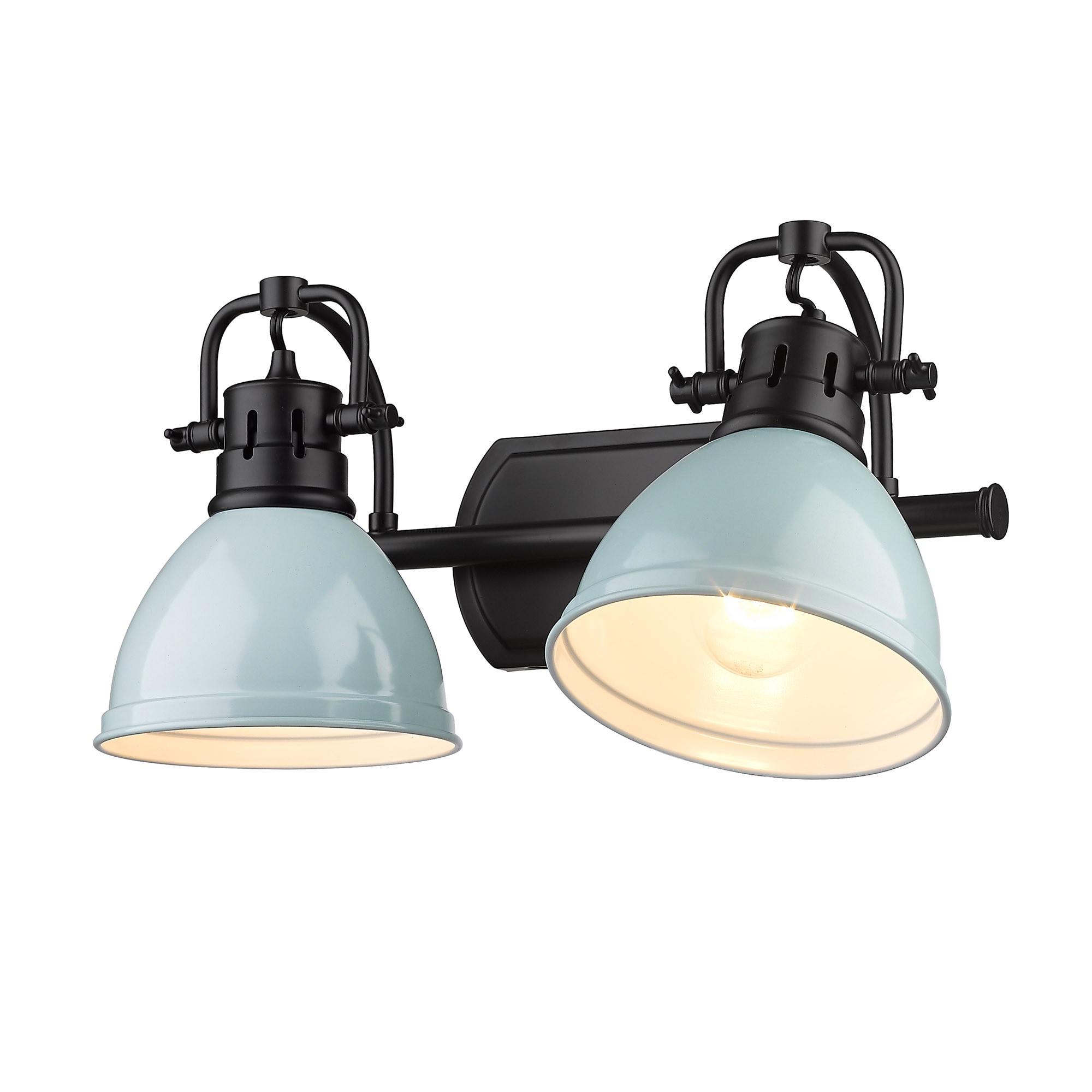 Golden Lighting Duncan 2-Light Vanity Light in Matte Black with Seafoam