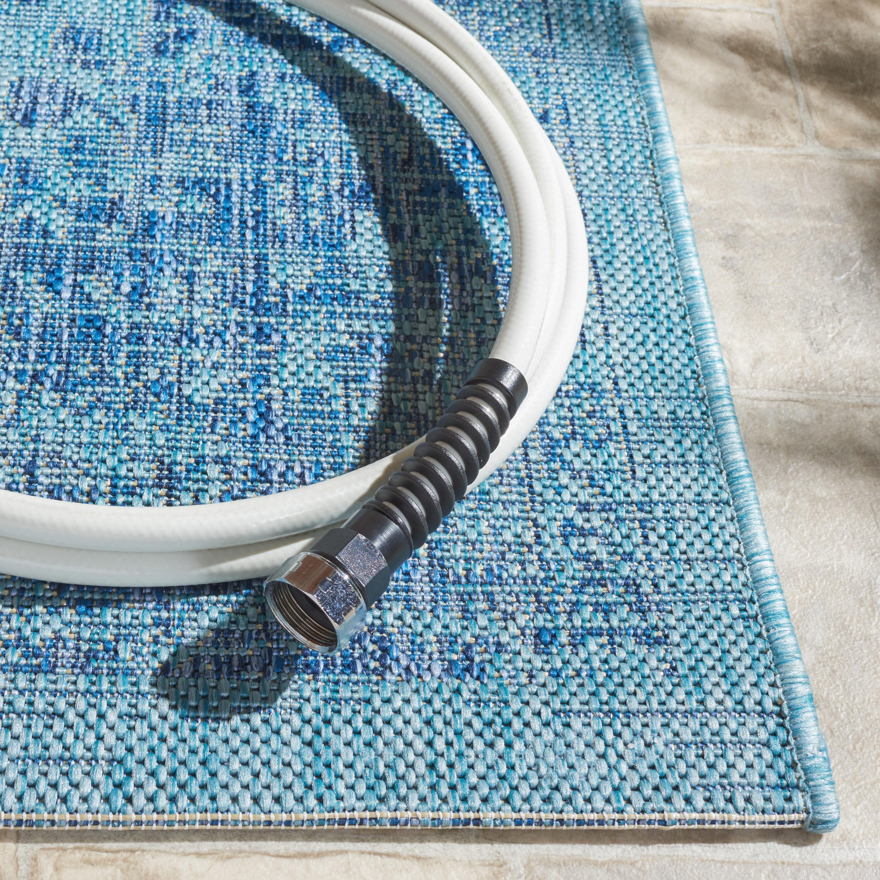 Courtyard CY8720 Power Loomed Indoor/Outdoor Area Rug - Navy/Aqua - 8'x10' - Safavieh.