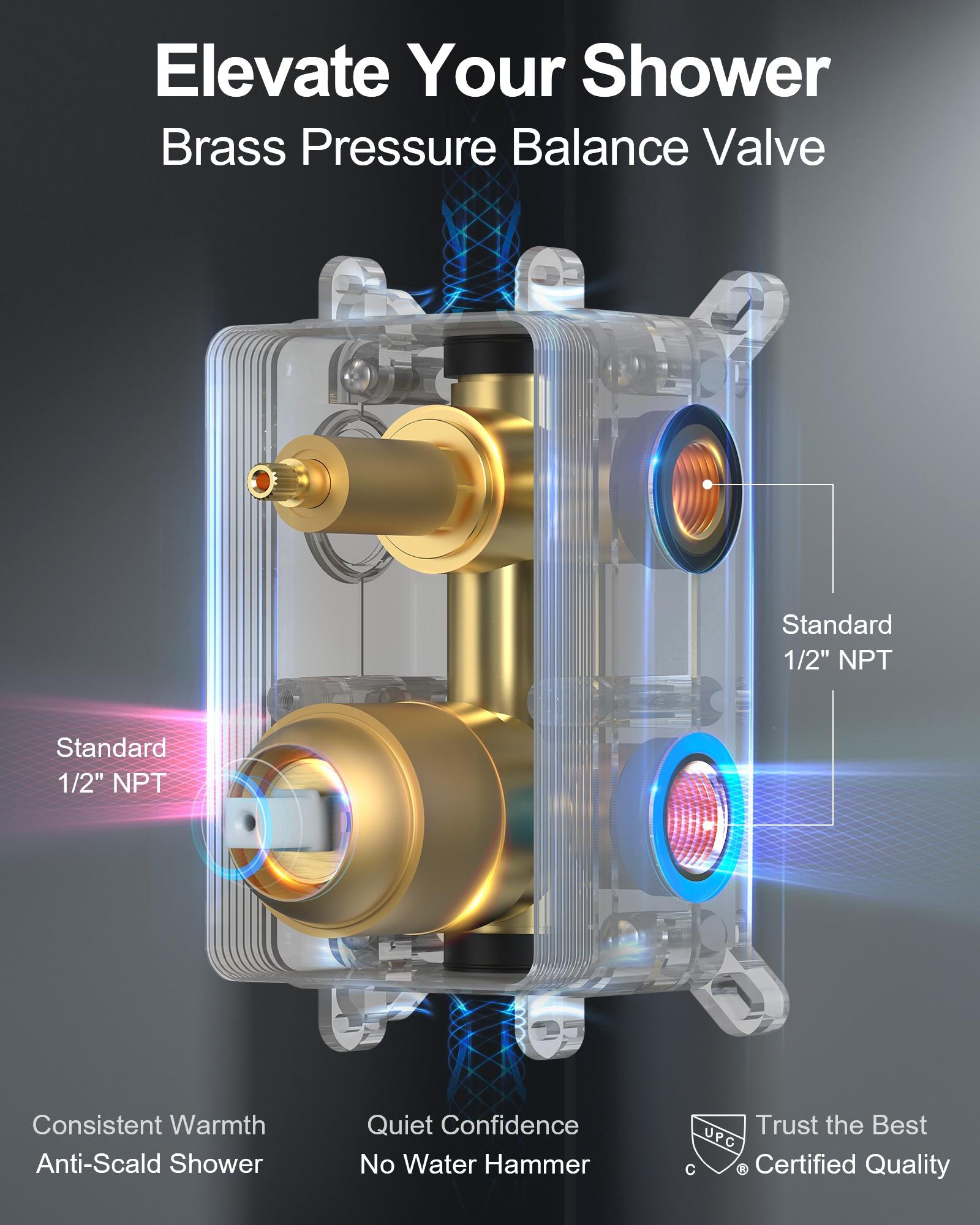 GRANDJOY Complete Shower System, 10" and 6" Dual Wall Mount Rain Shower Faucets with Handheld Shower Spray, High Pressure in Brushed Gold