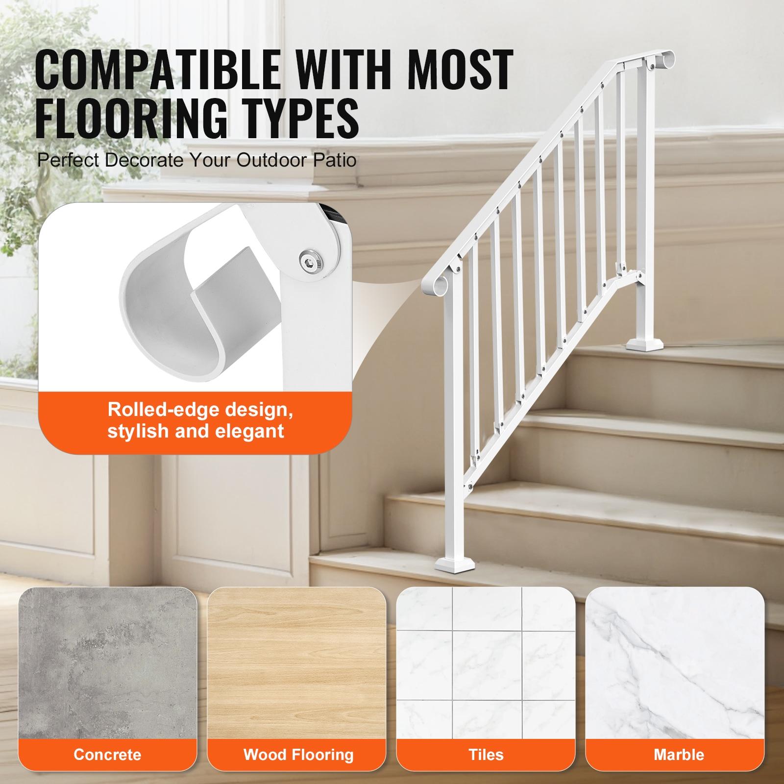 VEVOR Hand Rails for Outdoor Steps, Wrought Iron Railing, Porch And Stair Railing Kit