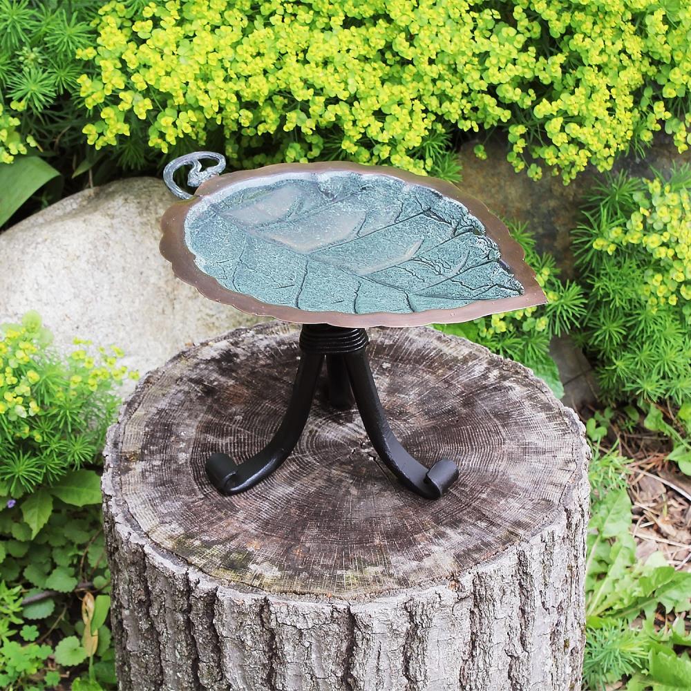 Aspen Leaf Birdbath with Tripod Stand