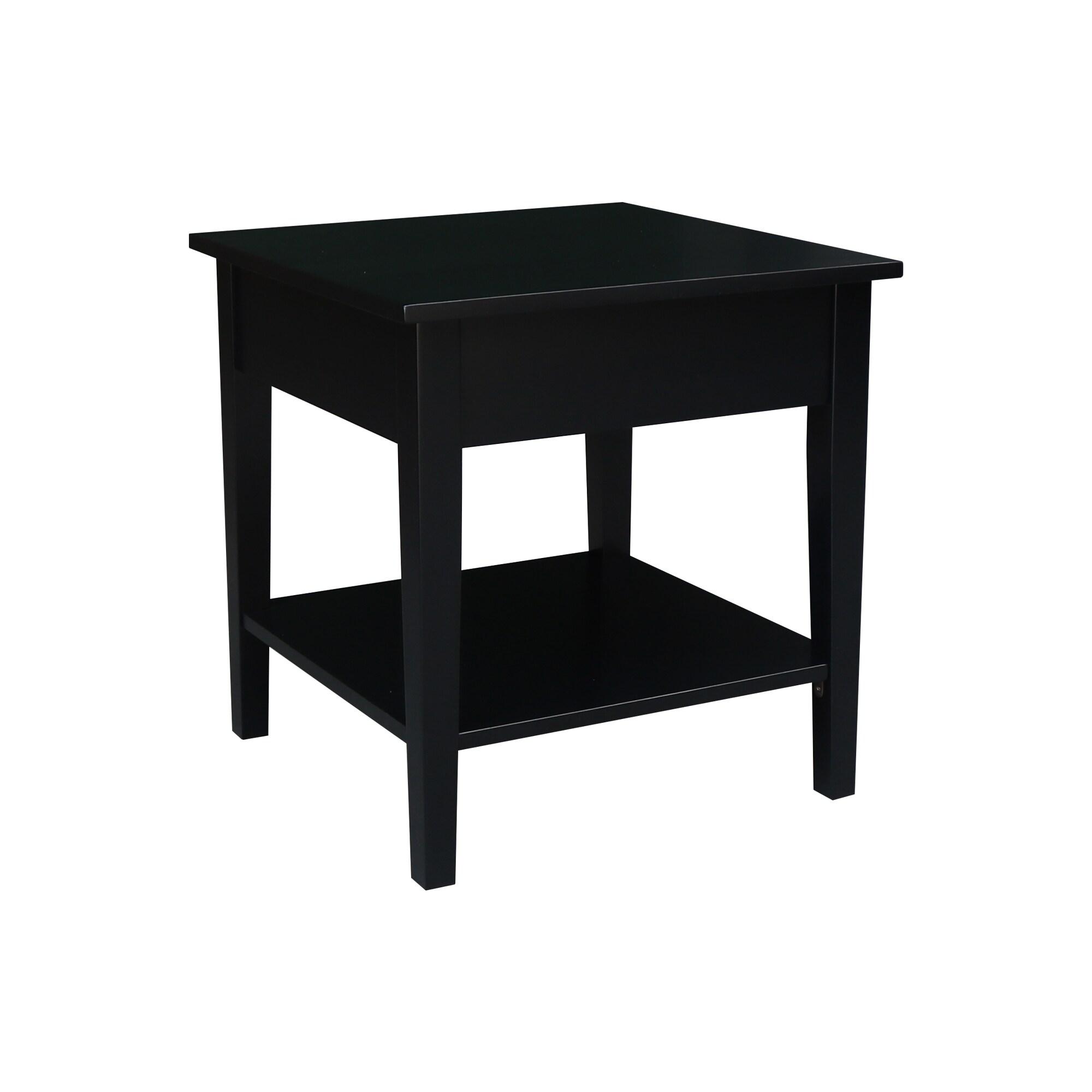 International Concepts Spencer End Table Black: Modern Square Design, Hardwood Frame, 24x24 Size, Spot Clean