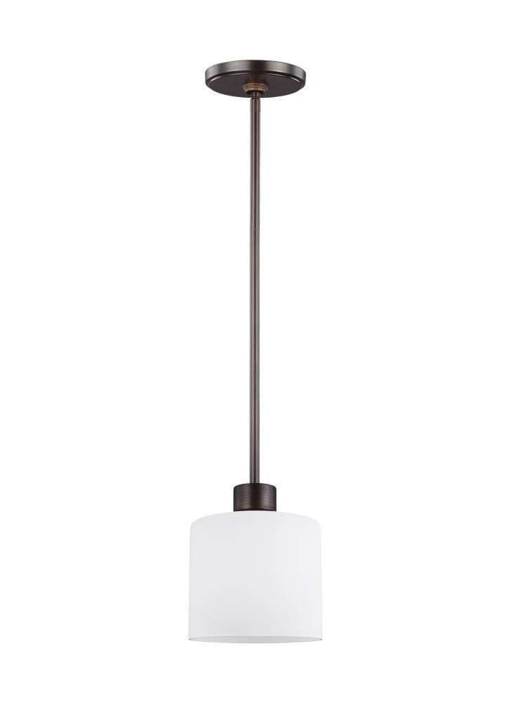 Canfield Contemporary Mini-Pendant in Bronze with Etched Glass