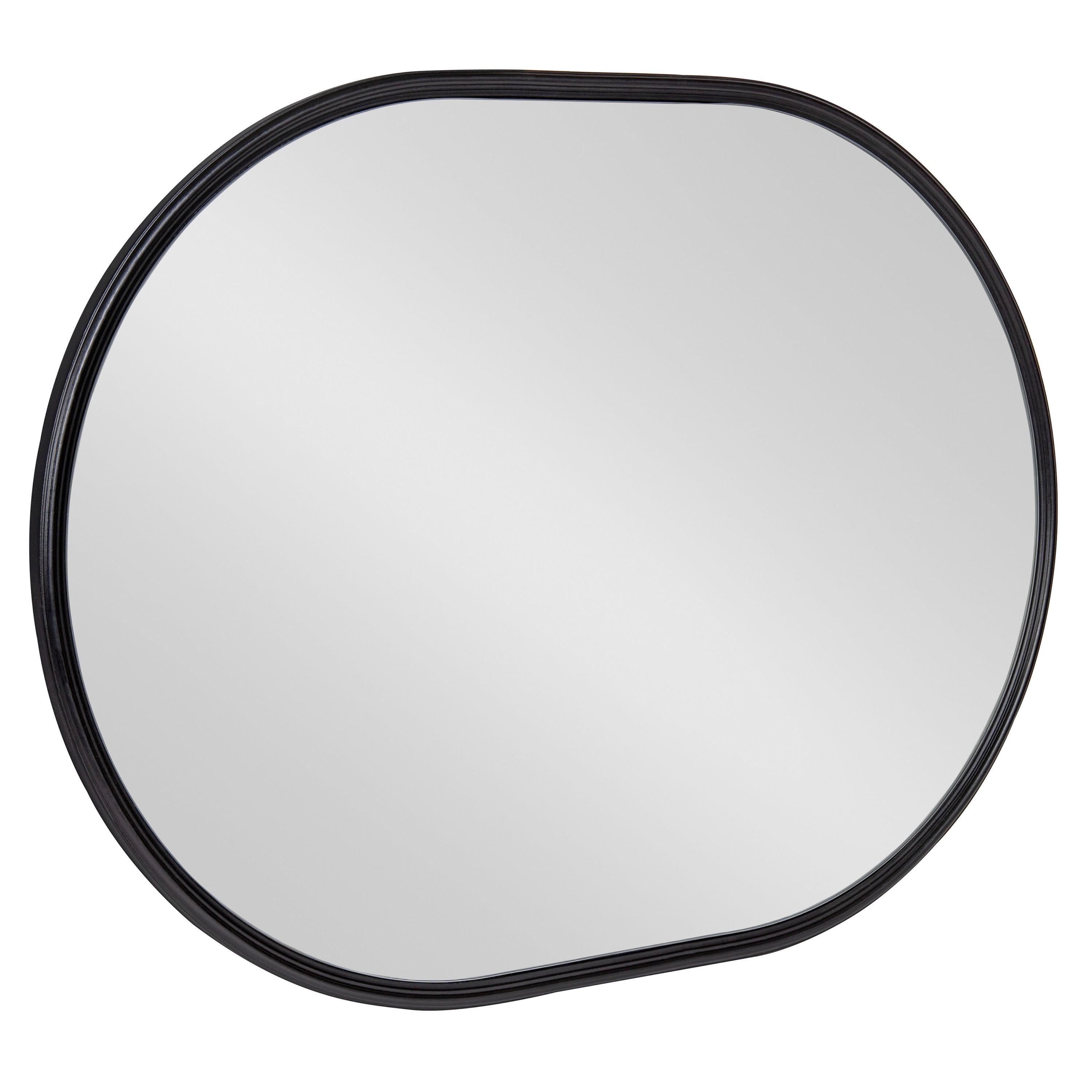 Kate and Laurel Caskill Modern Oval Mirror, 18" x 24", Black, Capsule-Shaped Accent Mirror for Entryway, Living Room, or Bathroom