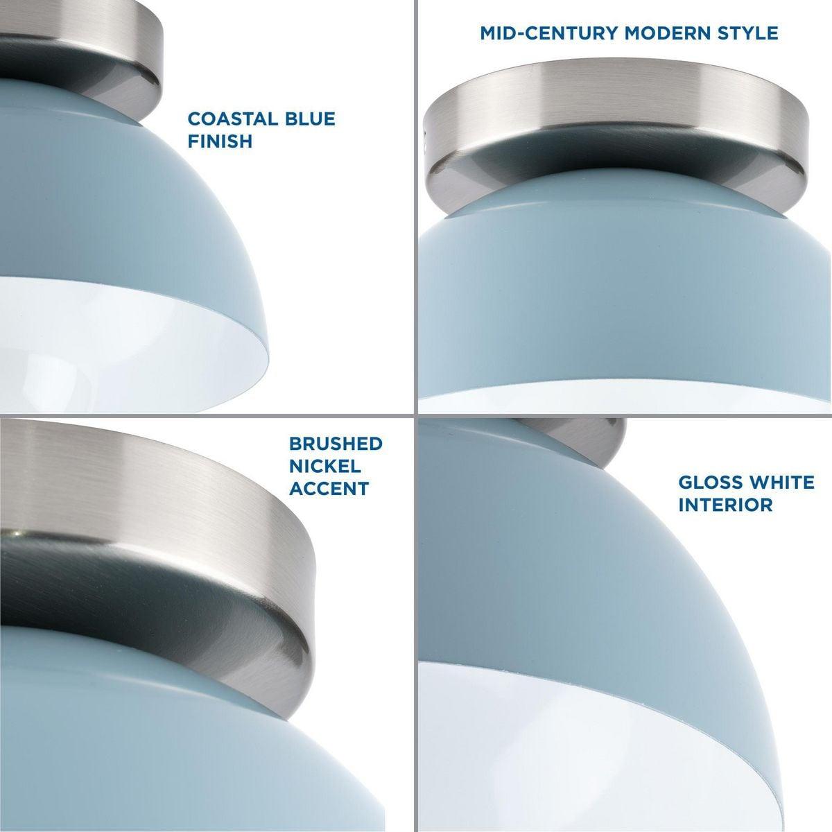 Eva Collection One-Light Coastal Blue Mid-Century Modern Flush Mount Light