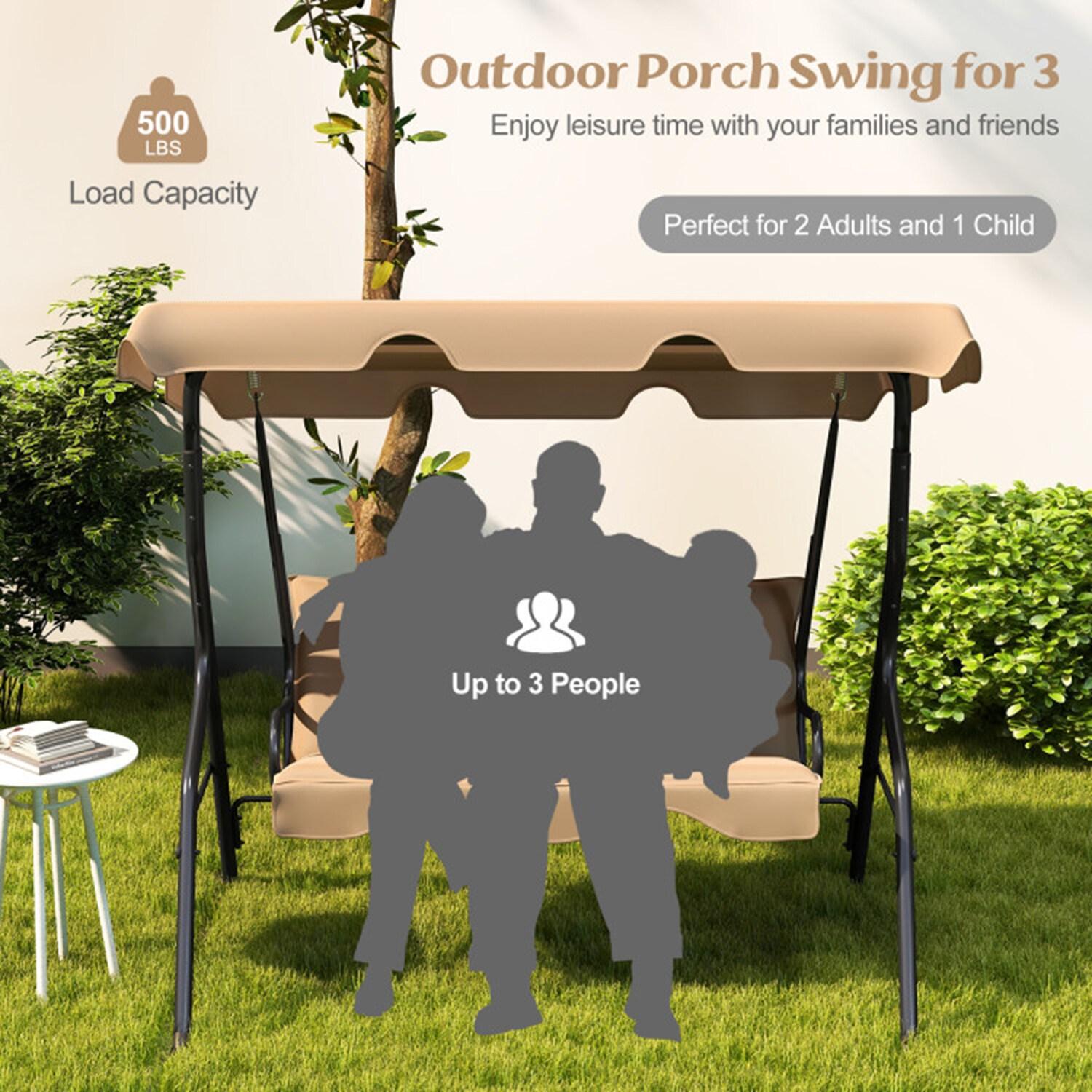 Arlmont & Co. Arlmont & Co. Patio 3 Seats Canopy Swing Glider Hammock Steel Frame Cushioned Backyard