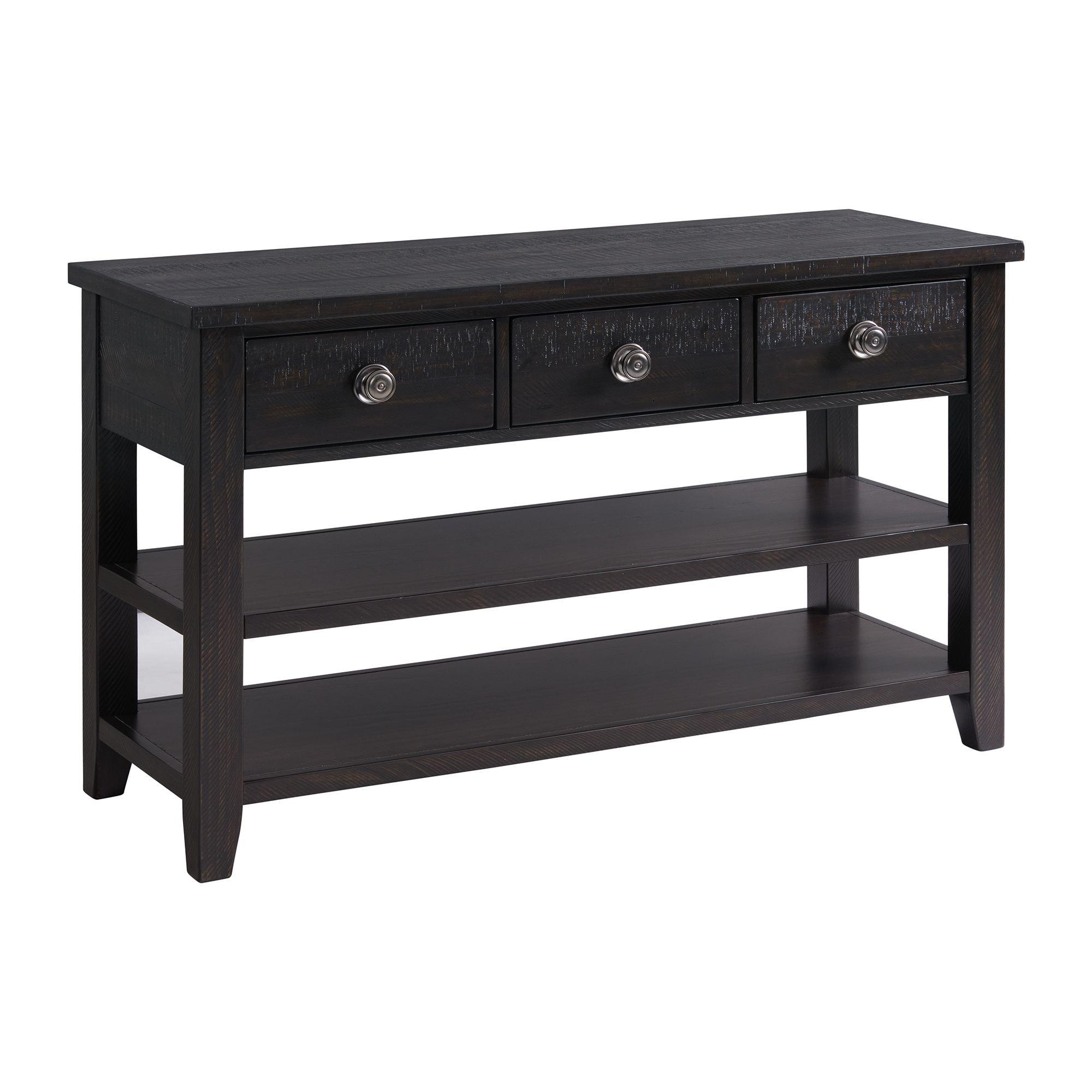 Picket House Furnishings Kahlil 3-Drawer Sofa Table in Espresso