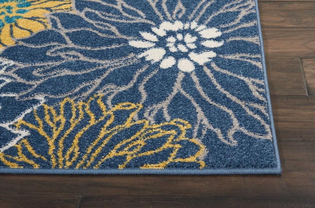 4â€™ x 6â€™ Blue Tropical Flower Area Rug