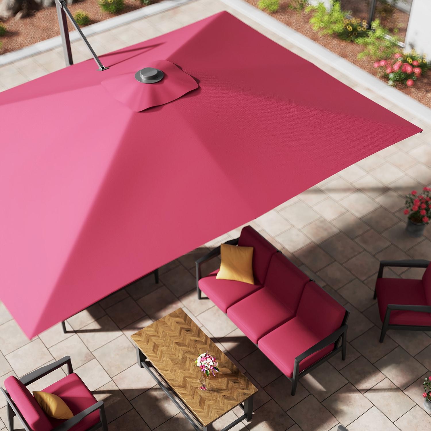 Mondawe 10x13 FT Cantilever Umbrella Large Offset Umbrella with 360°Rotation and LED Light Panel Cantilever Patio Umbrella for Backyard, Pool & Garden, Red