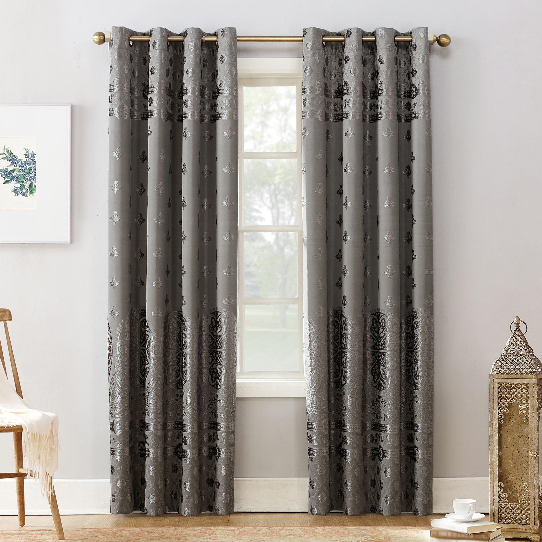 Sun Zero Velvet Texture Medallion Blackout Grommet Curtain Panel