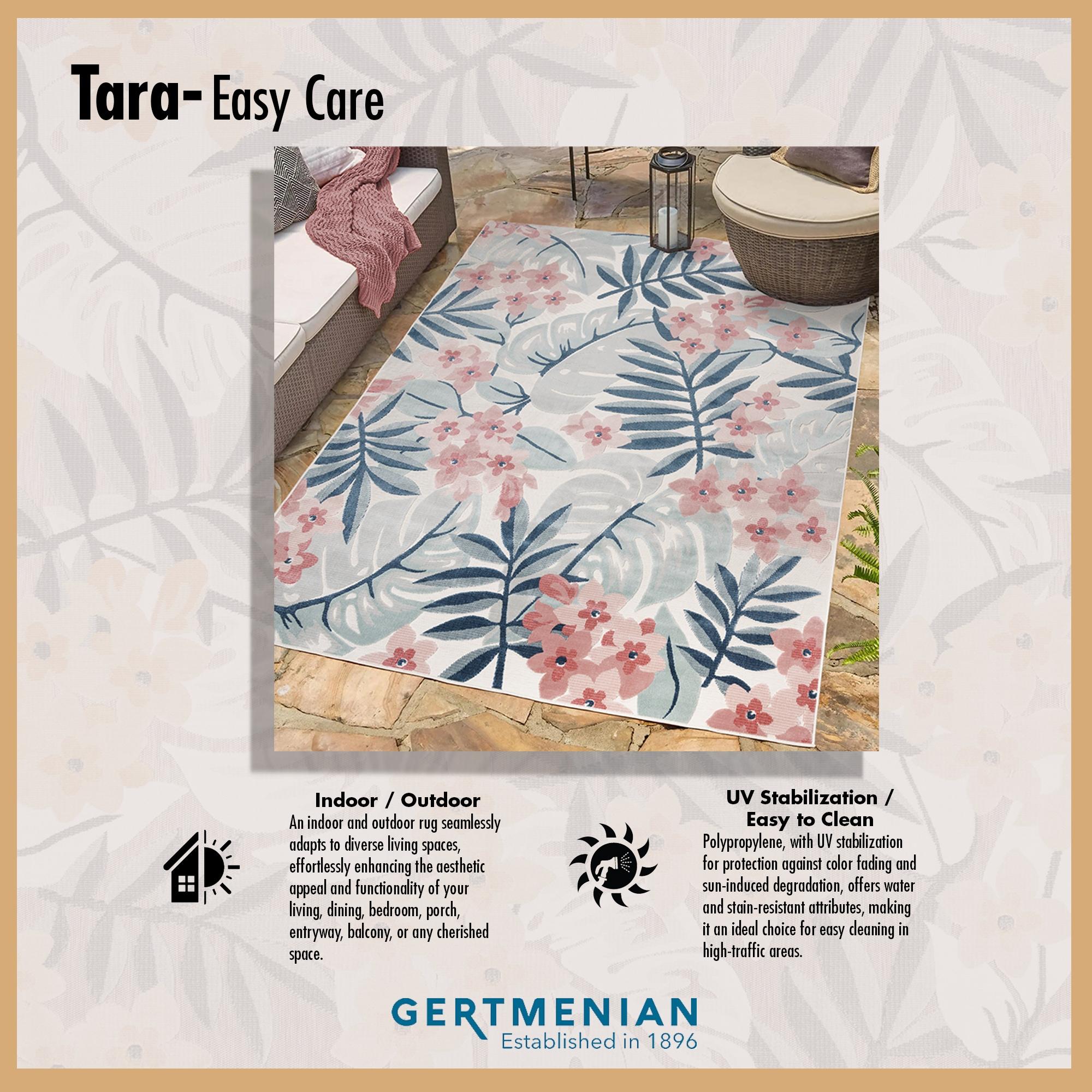 Gertmenian Tara Polly Gray Yellow Ivory Large Tropical Hawaiian Indoor/ Outdoor Flatweave High-Low Area Rug