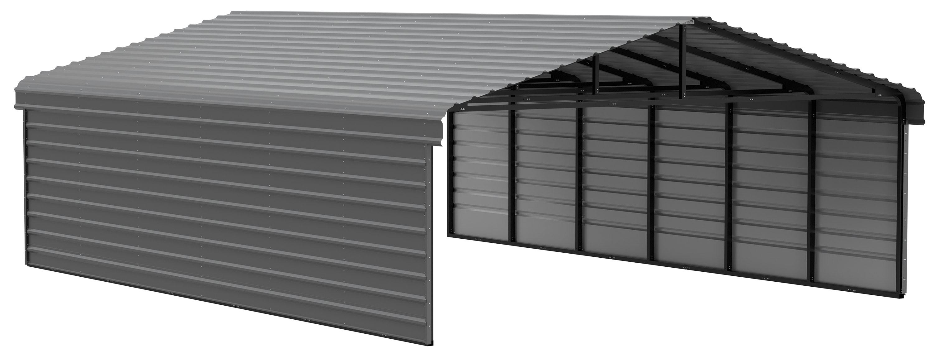 Arrow Arrow Steel Carport with 2 Side Wall Kits, 20x29x07
