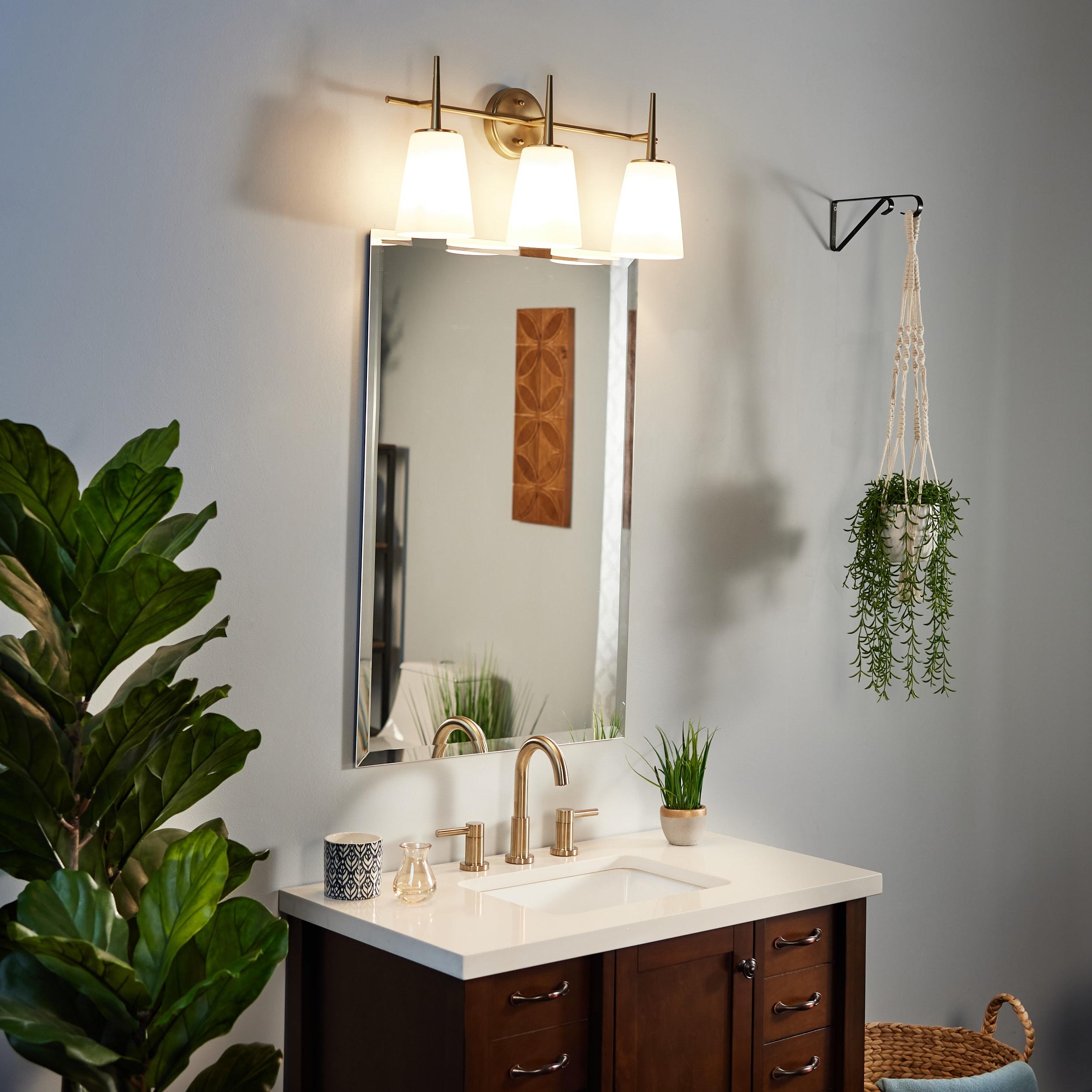 Driscoll Satin Brass 3-Light Wall Sconce with Opal Glass Shade