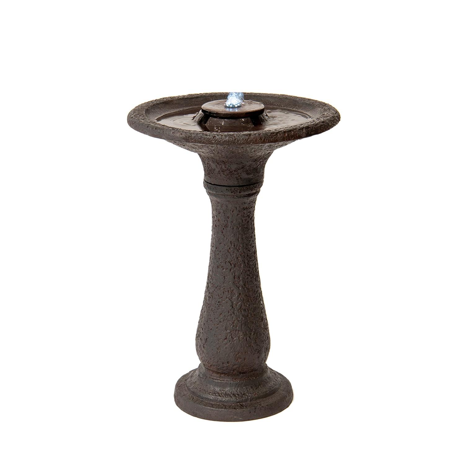 "X-Brand 23.43"" Tiered Resin Birdbath Garden Waterfall Fountain, Dark Brown"