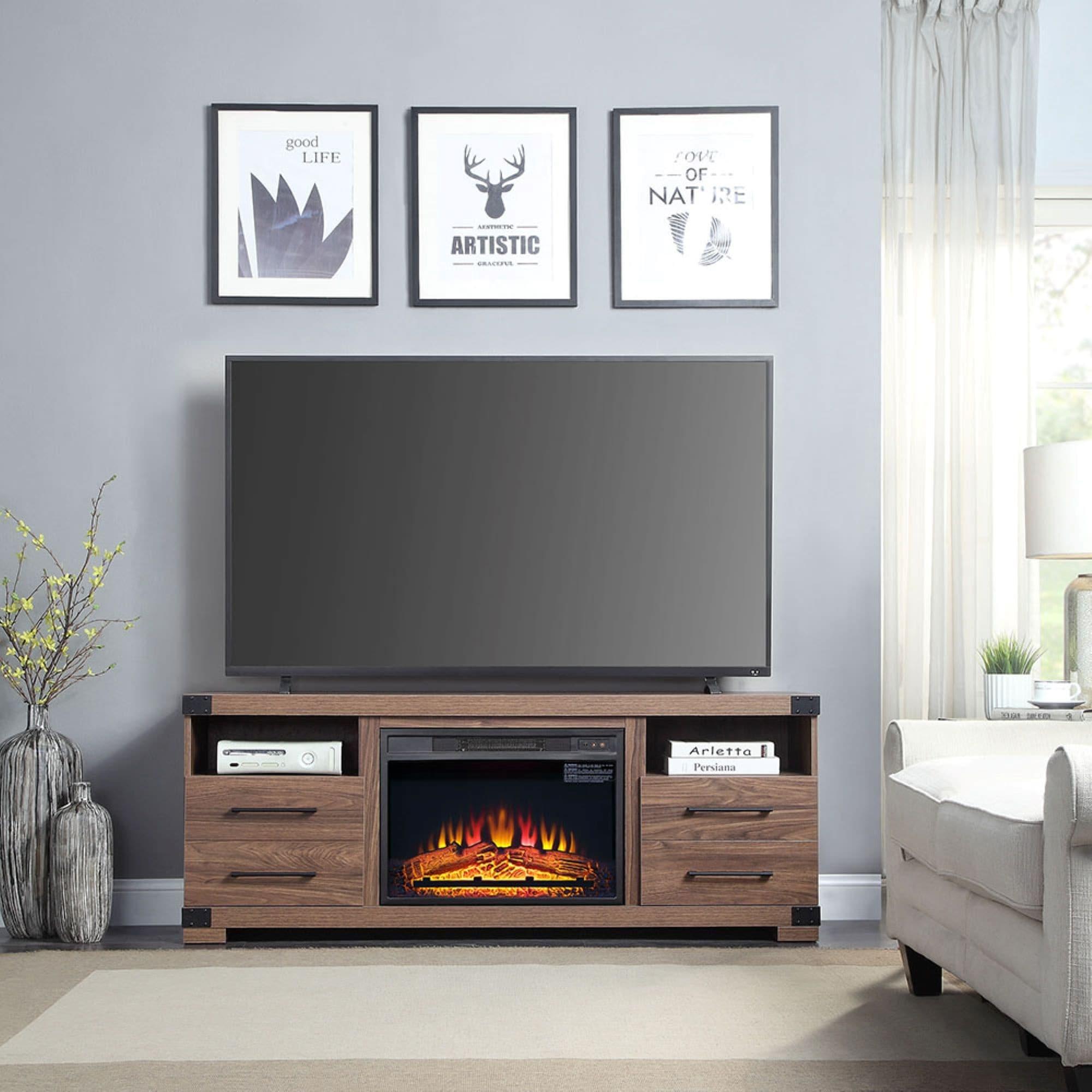 Manhattan Comfort Electric Metal Fireplace Box Insert in Black