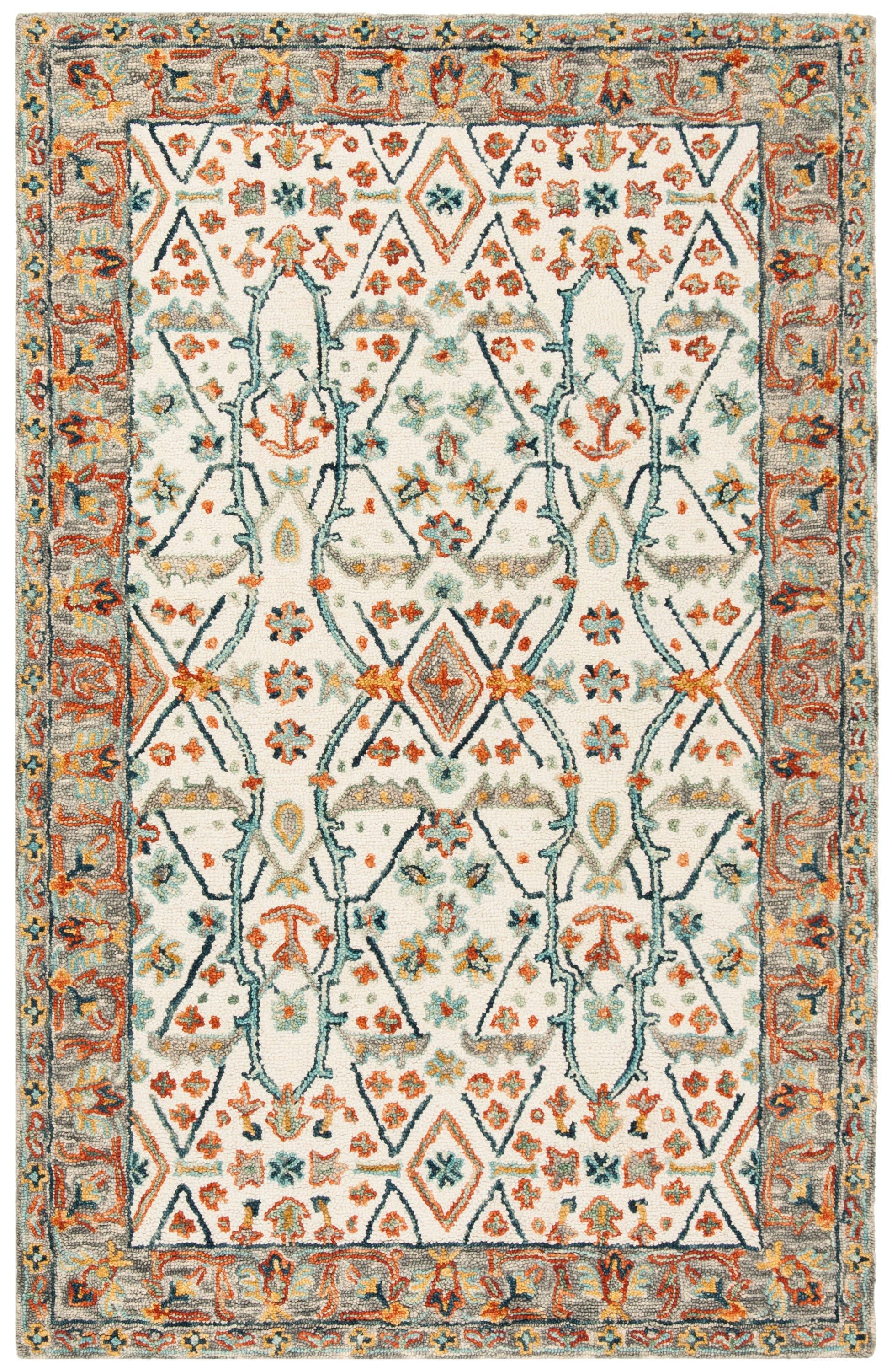 Aspen APN308 Hand Tufted Indoor Area Rug - Ivory/Blue - 4'x6' - Safavieh