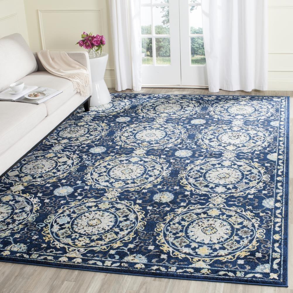 Evoke EVK252 Power Loomed Area Rug - Navy/Ivory - 5'3"x7'6" - Safavieh.