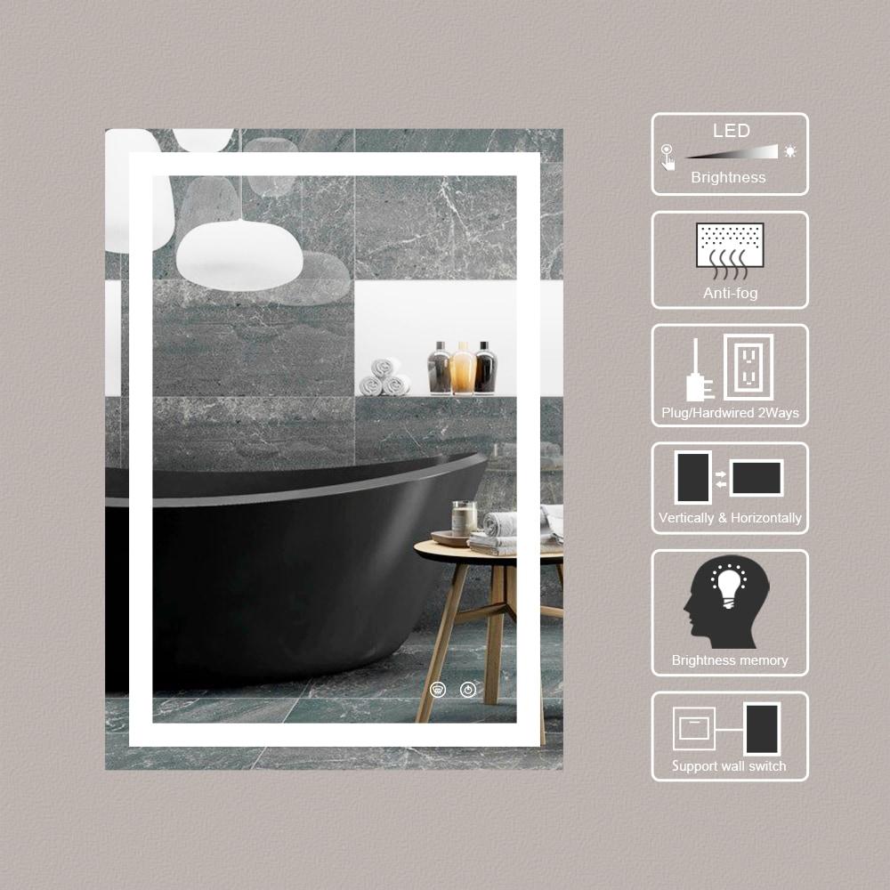 Keonjinn 84 x 32 Inch LED Bathroom Mirror with Lights 3 Color Temperature Frontlit Oversized Vanity Mirror Wall Mounted Anti-Fog, UL Listed LED Driver, Tempered Glass Dimmable Lighted Bathroom Mirror