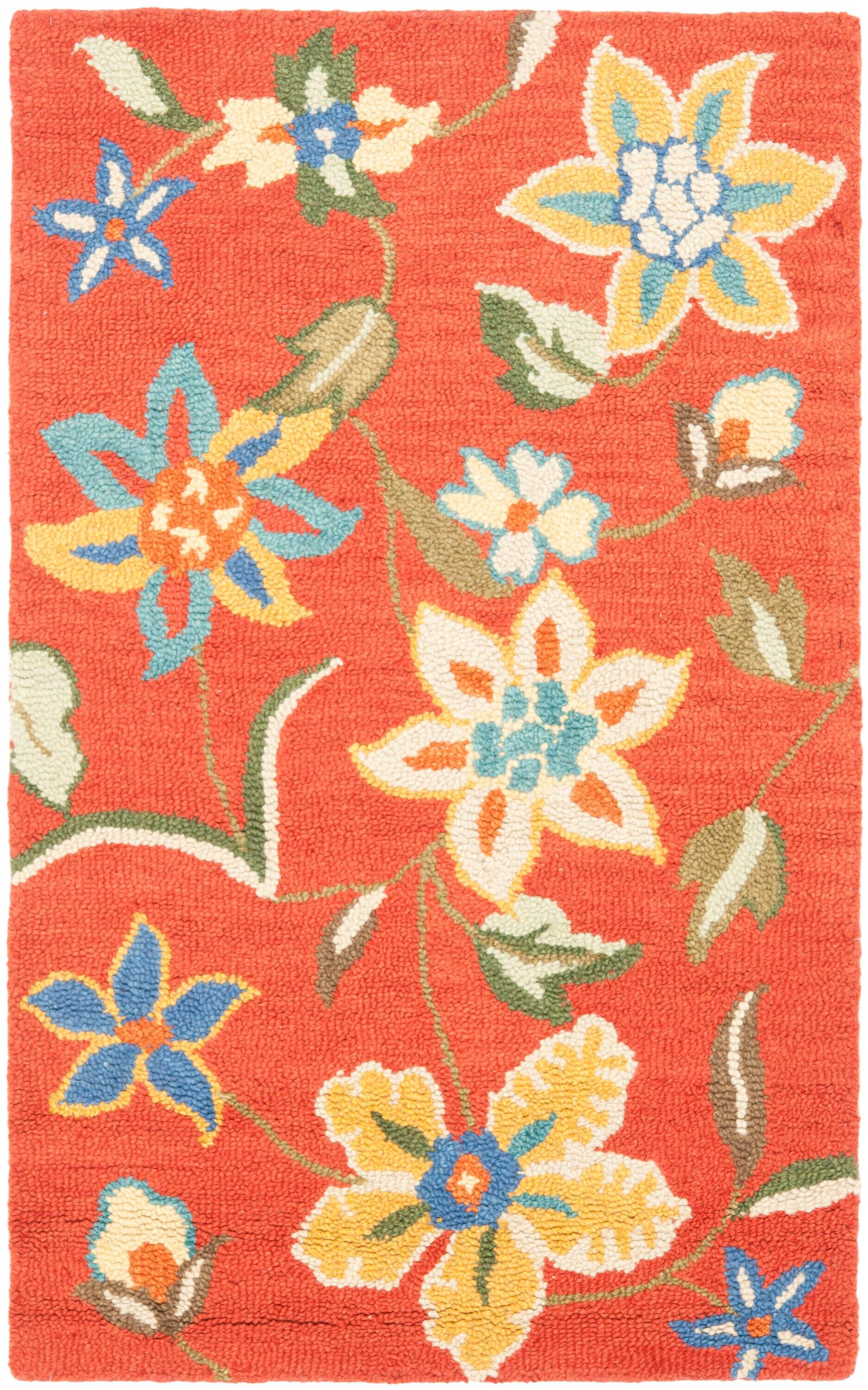 Blossom BLM673 Hand Hooked Area Rug - Rust/Multi - 3'x5' - Safavieh.