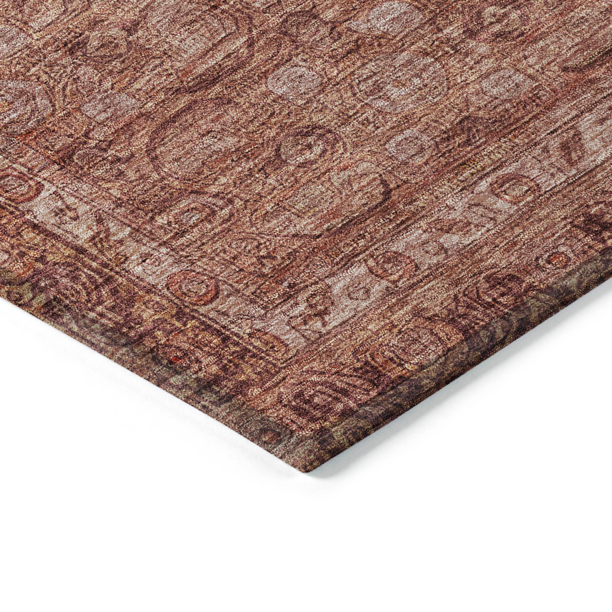 Machine Washable Indoor/Outdoor Chantille Terracotta Rug