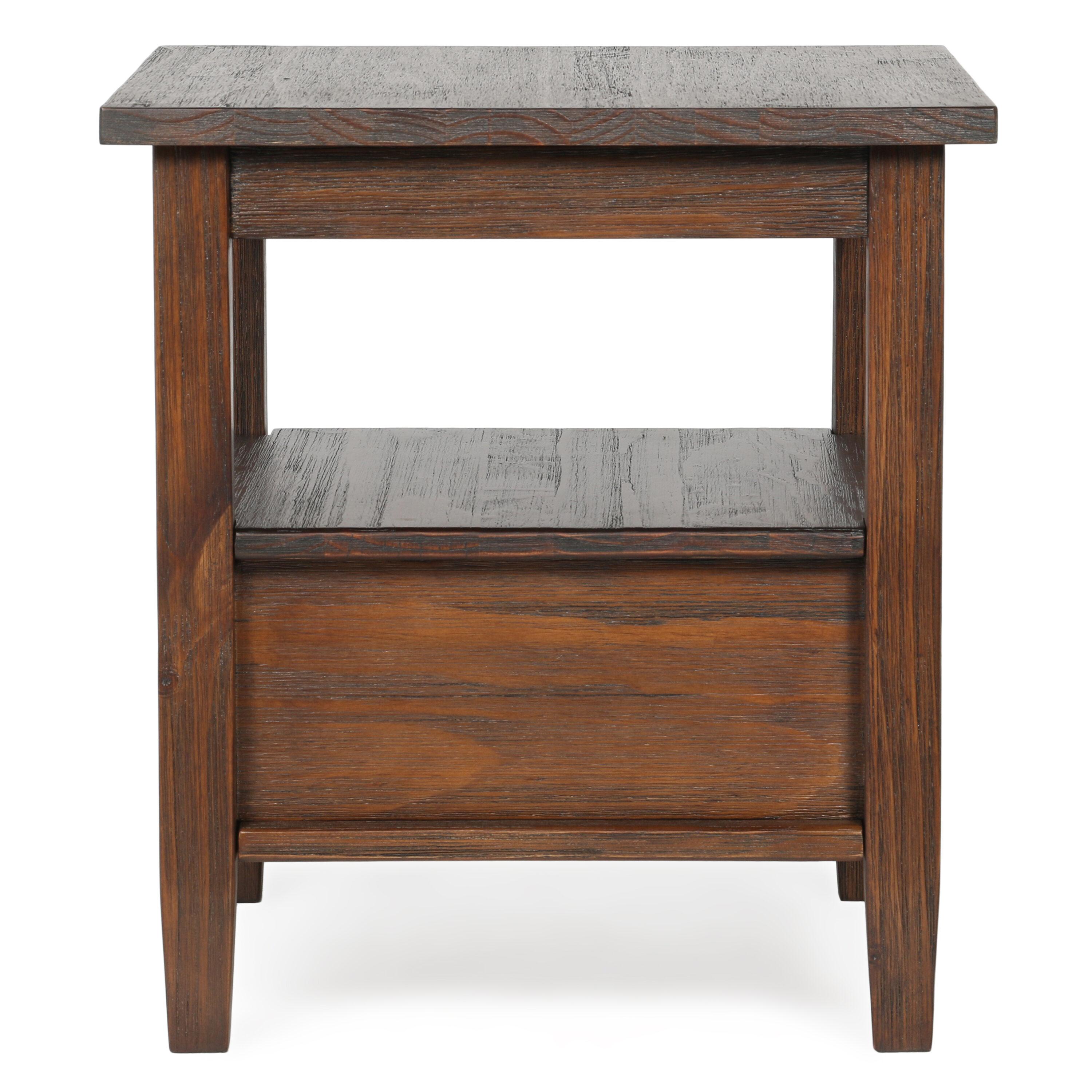 Warm Solid Wood End Table with Storage