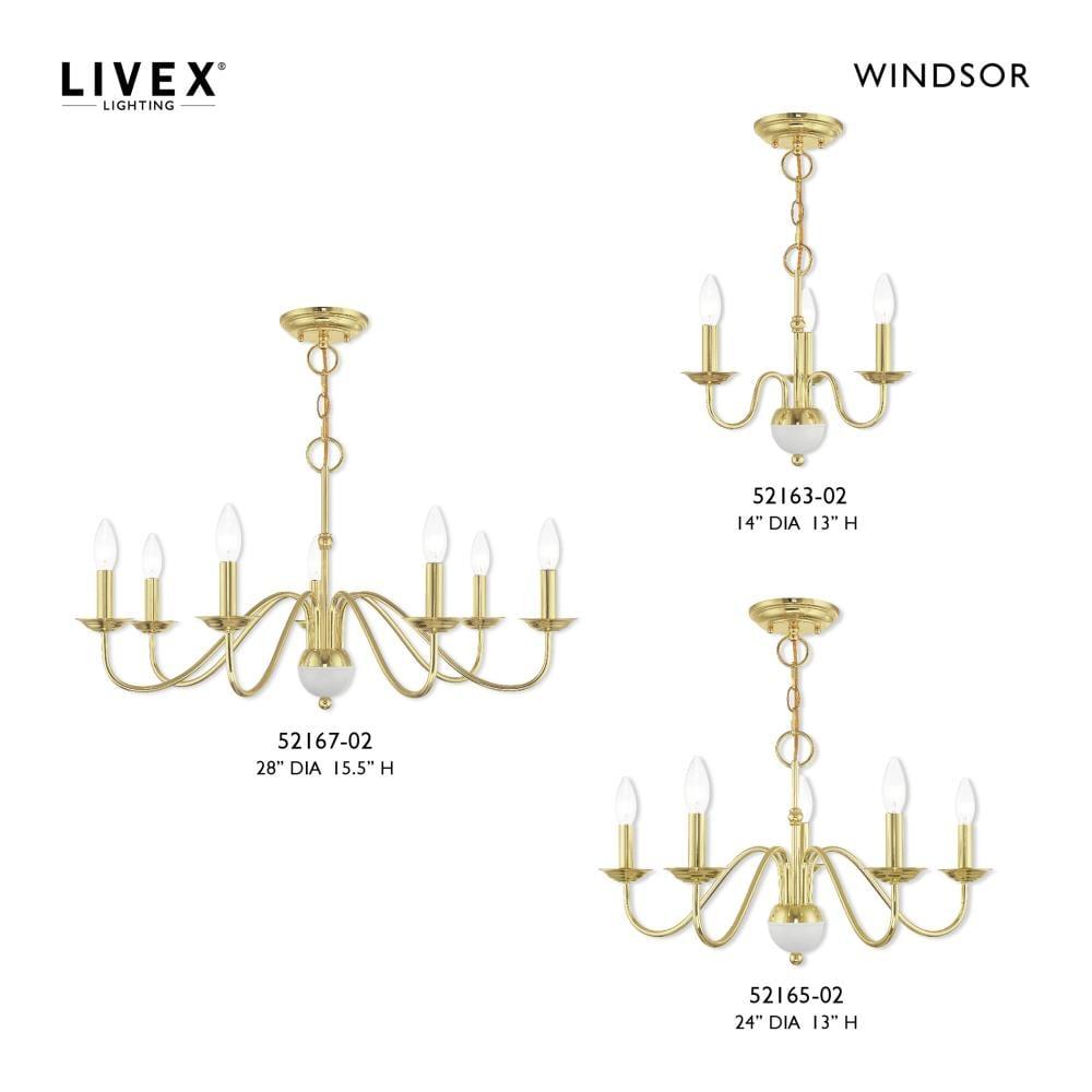 Livex Lighting Windsor 3 - Light Chandelier in  Polished Brass