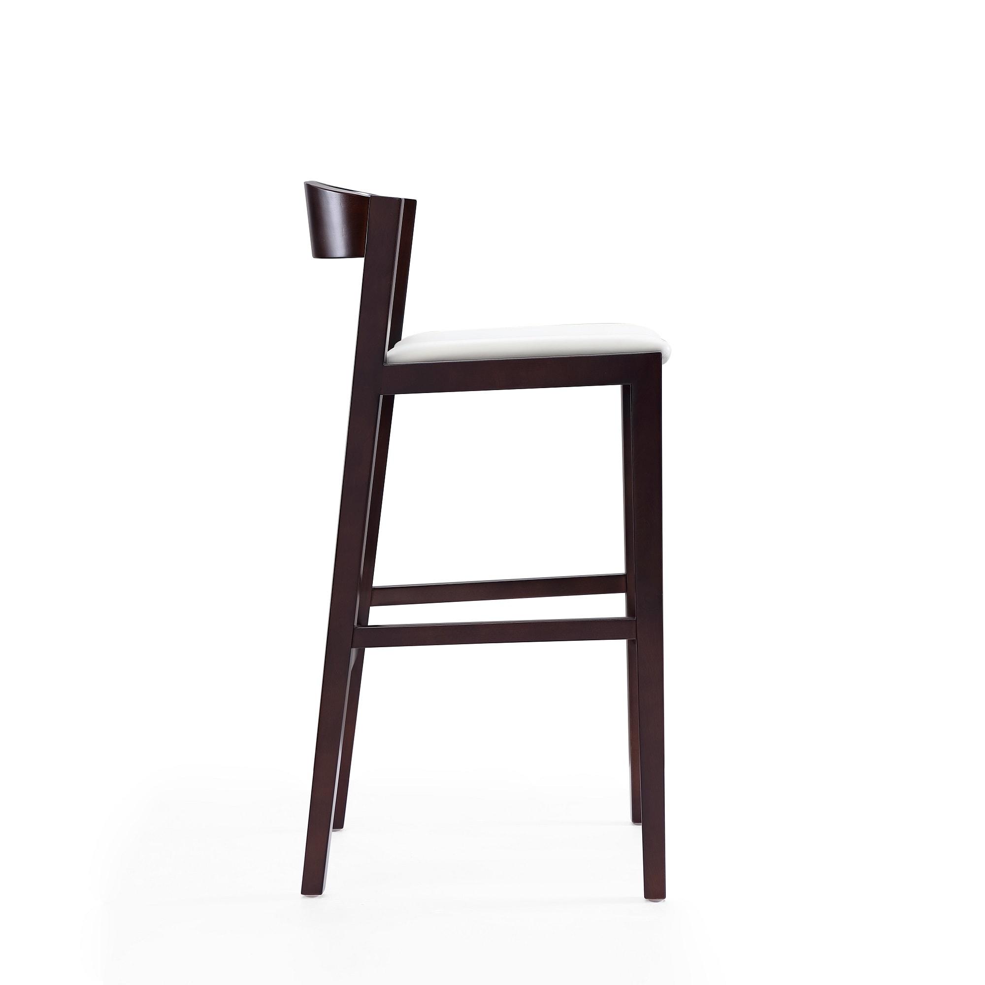 Set of 2 Klismos Upholstered Beech Wood Barstools Ivory - Manhattan Comfort: 30" Fixed Height, Foam Padded