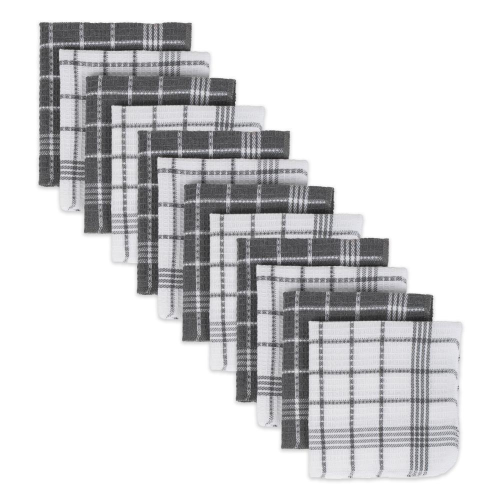 Waffle Weave Cotton Plaid Waffle Dish Cloth Kitchen Towel (Set of 12)