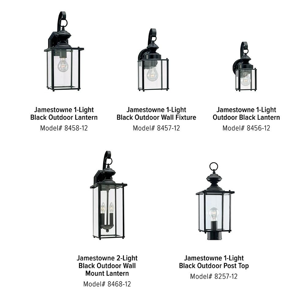 Jamestown 7 in. W 2-Light Black Outdoor Traditional Wall Lantern Sconce with Clear Beveled Glass