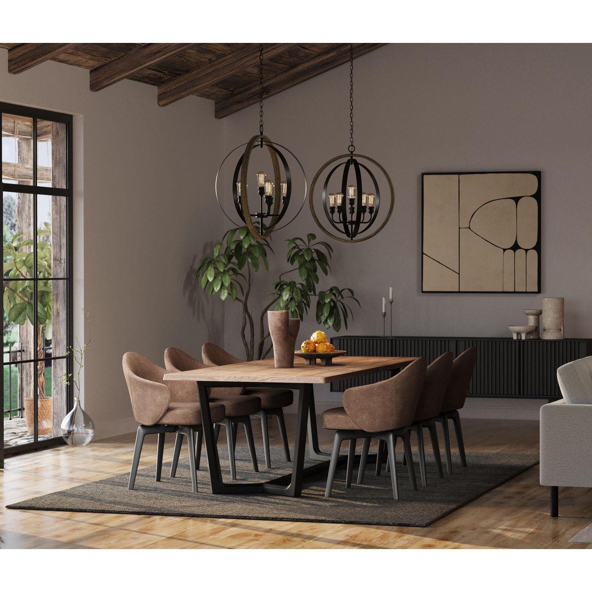 Progress Lighting Conestee 6-Light Pendant, Steel, Graphite, Armillary-Style Frame, Galvanized/Antique White Finish