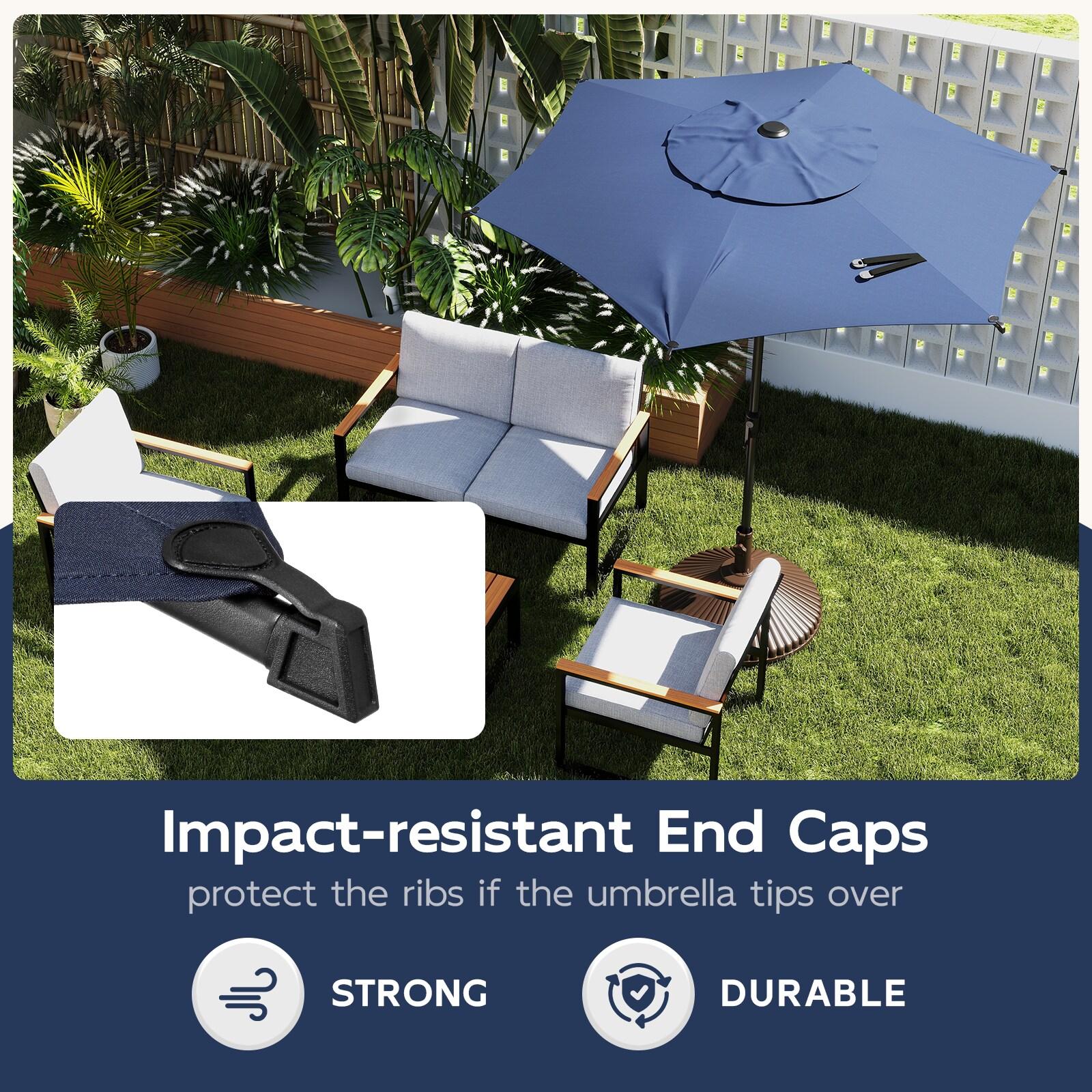 Lyon 7.5 ft Dark Blue Steel Market Patio Umbrella