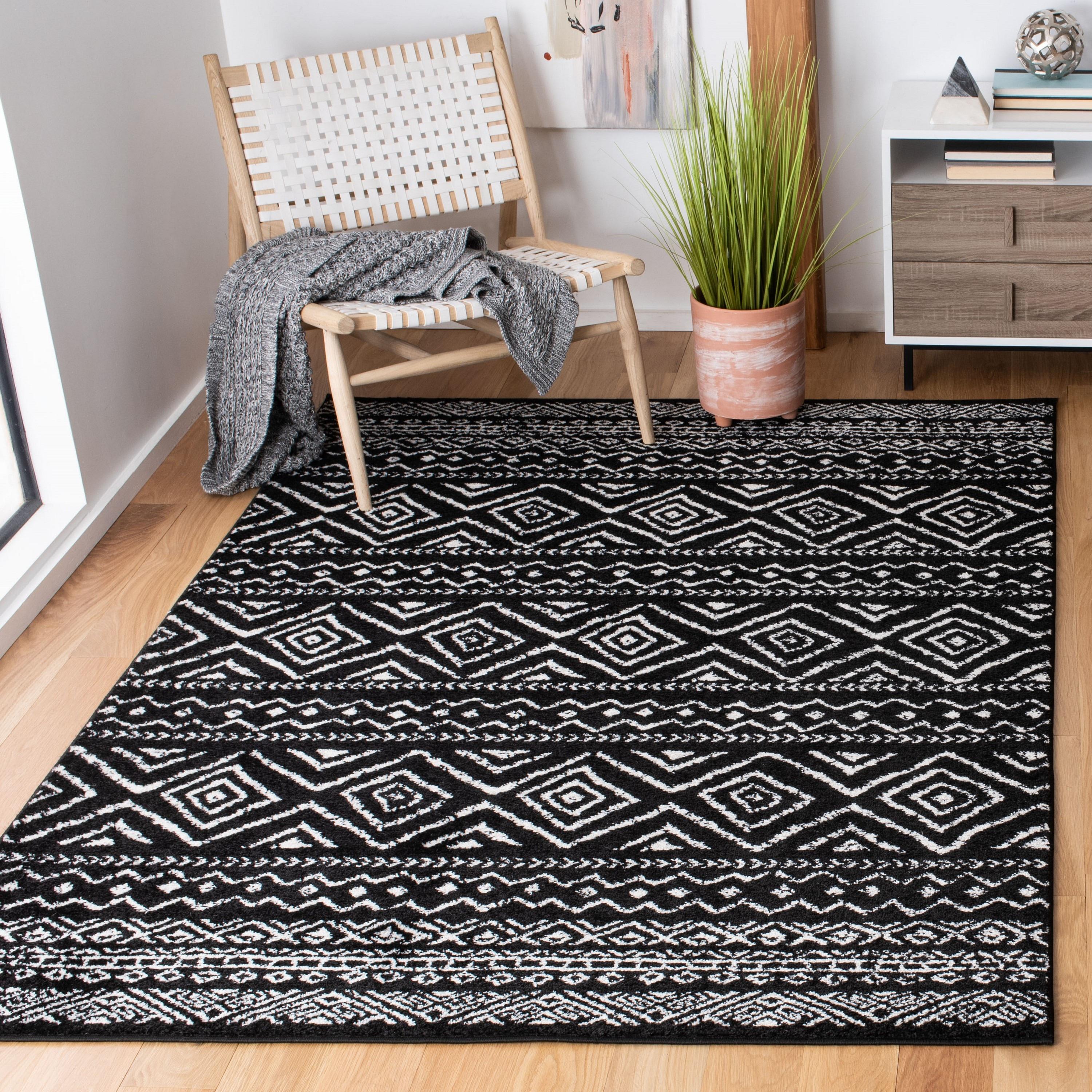 Tulum TUL267 Power Loomed Area Rug - Black/Ivory - 5'3"x7'6" - Safavieh.