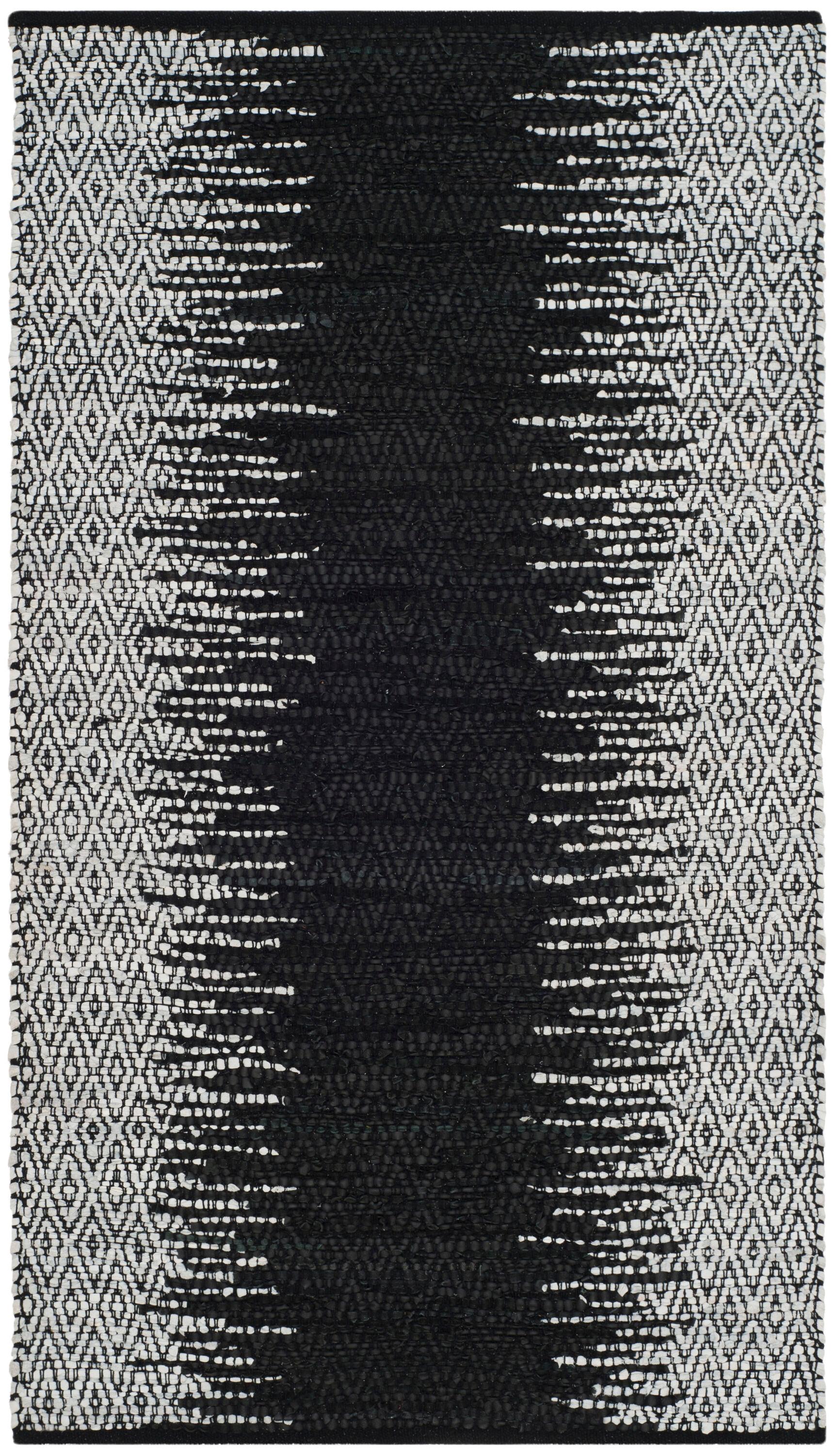 Vintage Leather VTL389 Hand Woven Indoor Accent Rug - Light Grey/Black - 3'x5' - Safavieh.