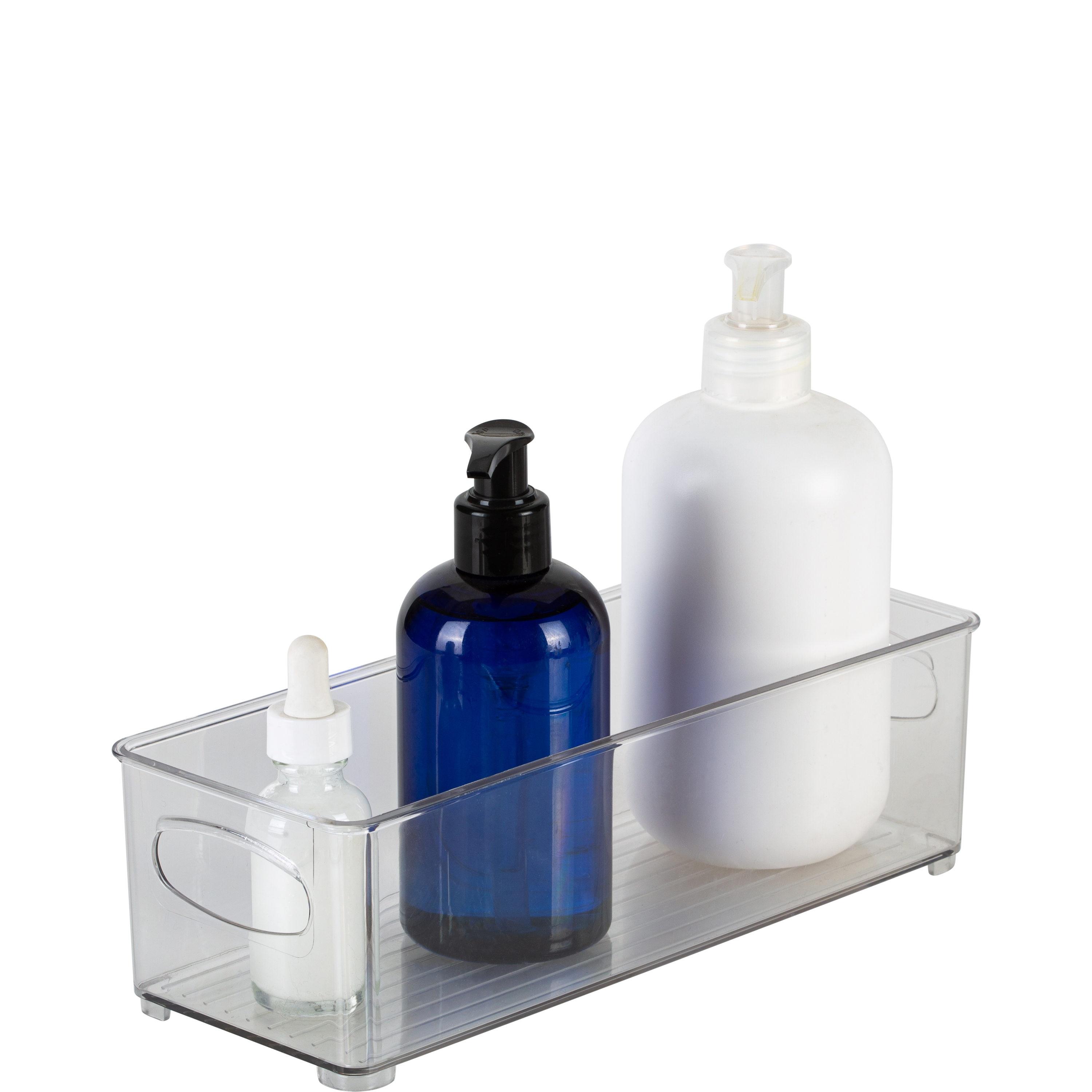 Simplify Small Narrow 10" x 4" Vertical Stripe Cabinet Organizer, Clear