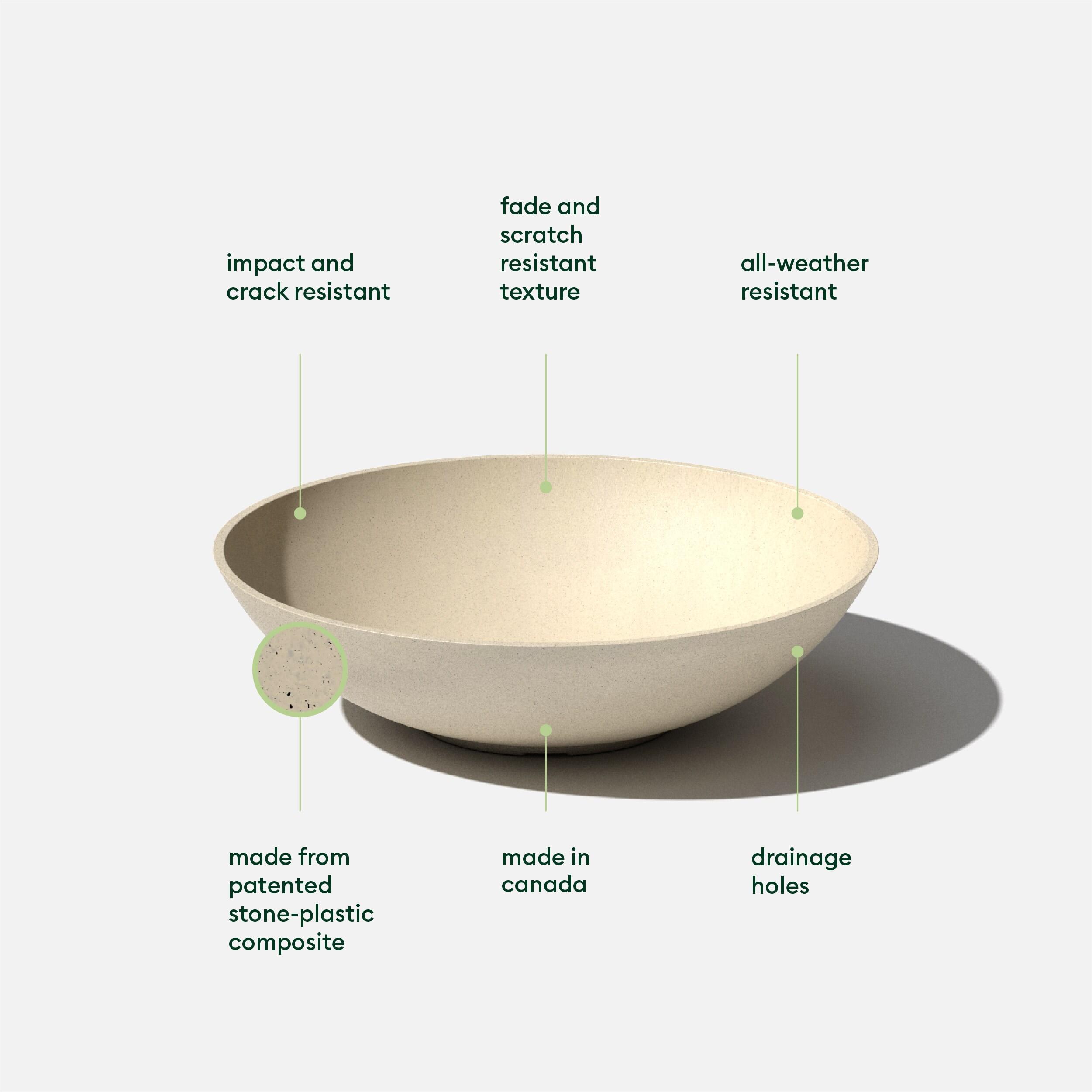 Veradek Mason Series Lane Bowl 24" Plastic-Stone Planter - Sand