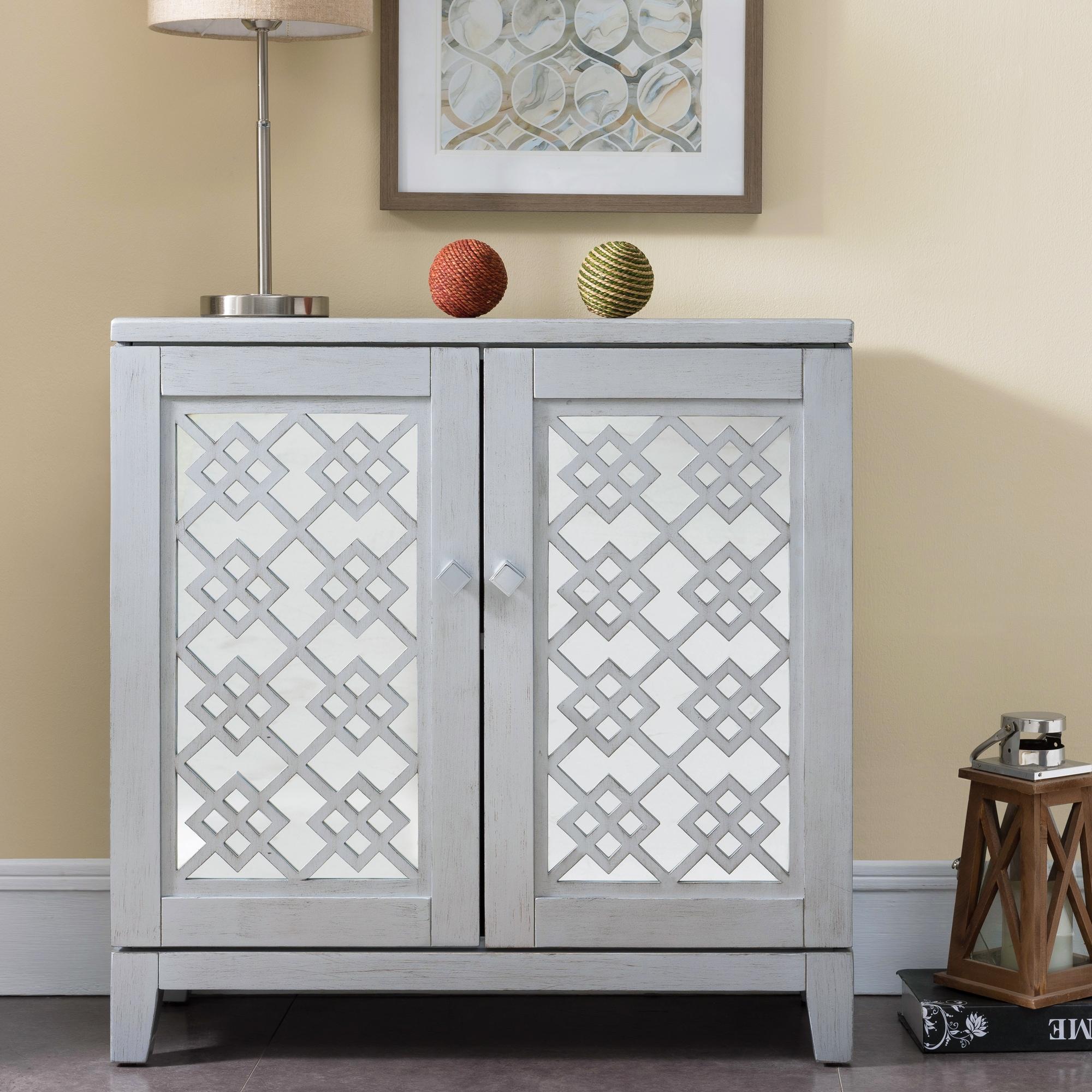 Leick Diamond Mirrored Wood Console Table in Silver Leaf