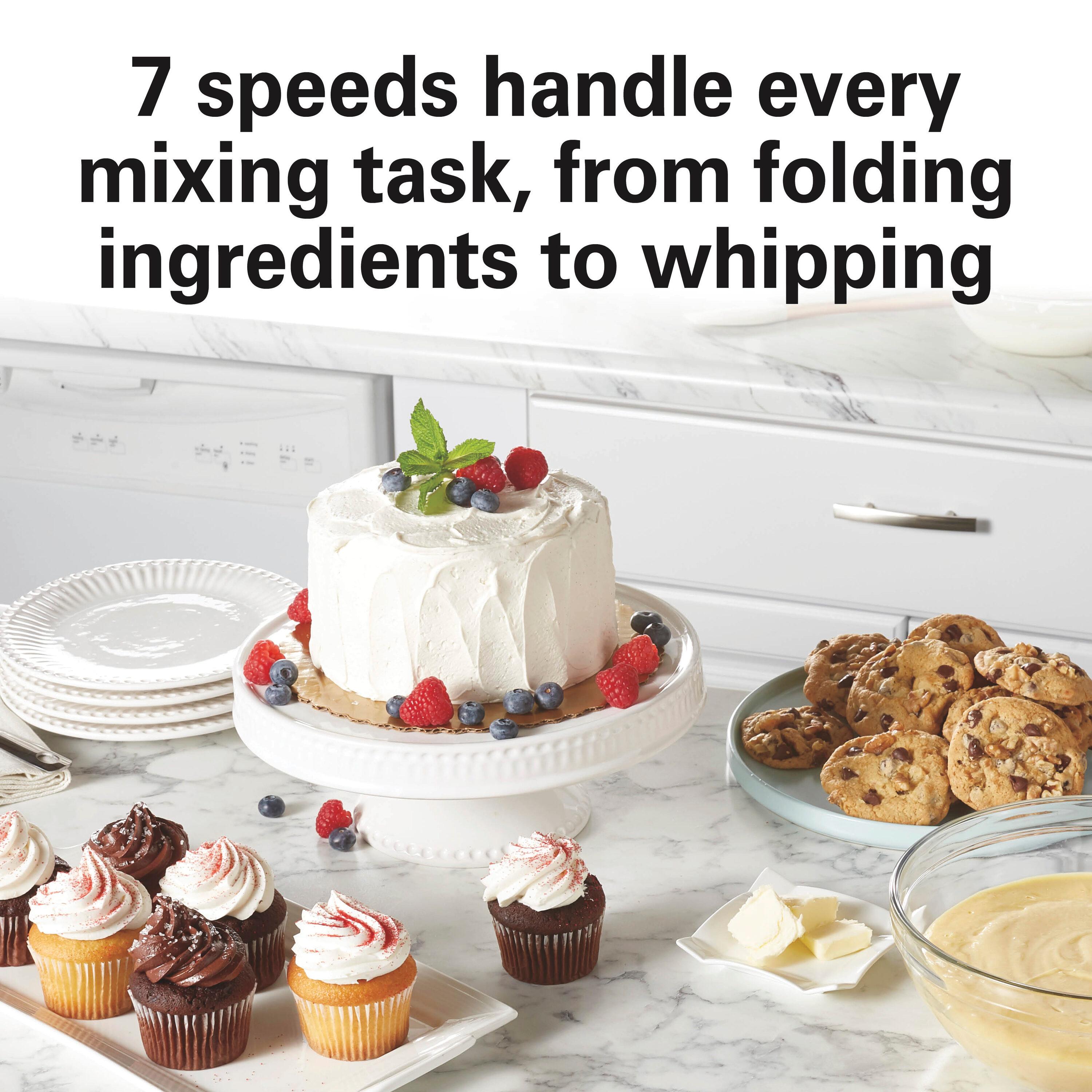 Hamilton Beach® 7-Speed 4-Quart Electric Stand Mixer with Splash Guard, Dough Hook, Flat Beater, and Whisk Attachments