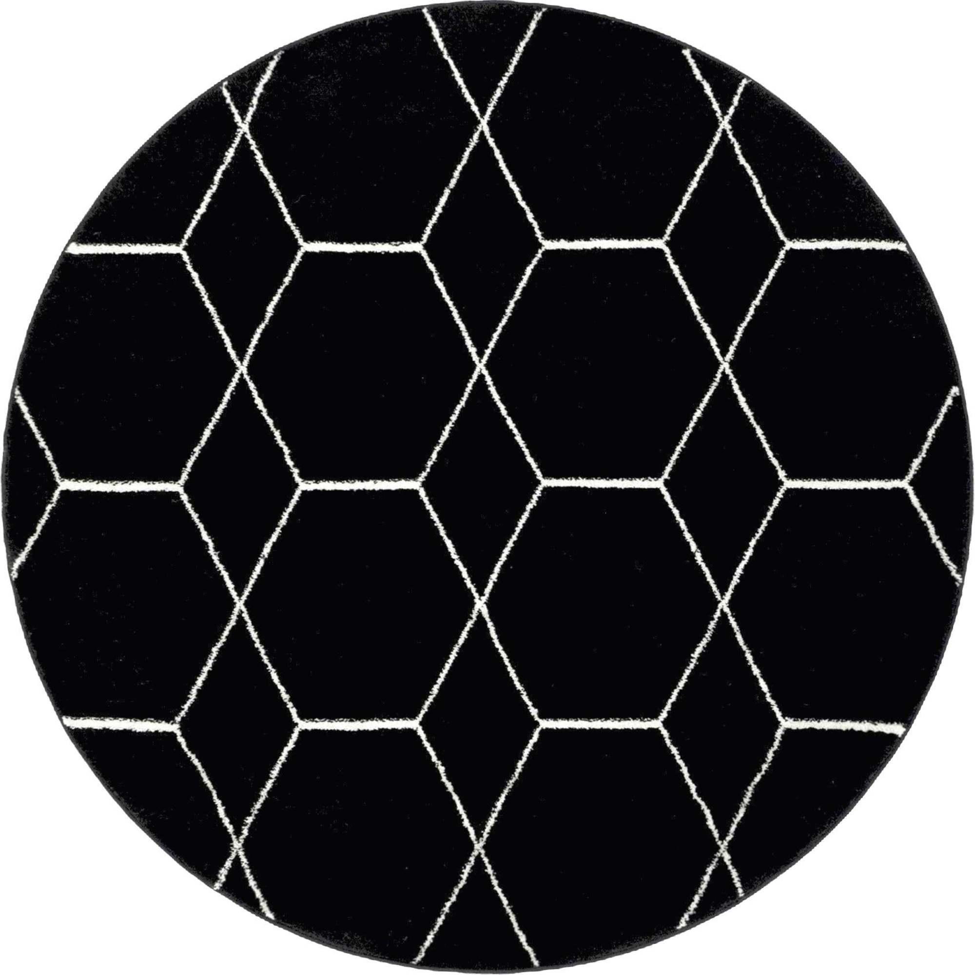 Unique Loom 5' 0 x 5' 0 Trellis Frieze Black Area Rug