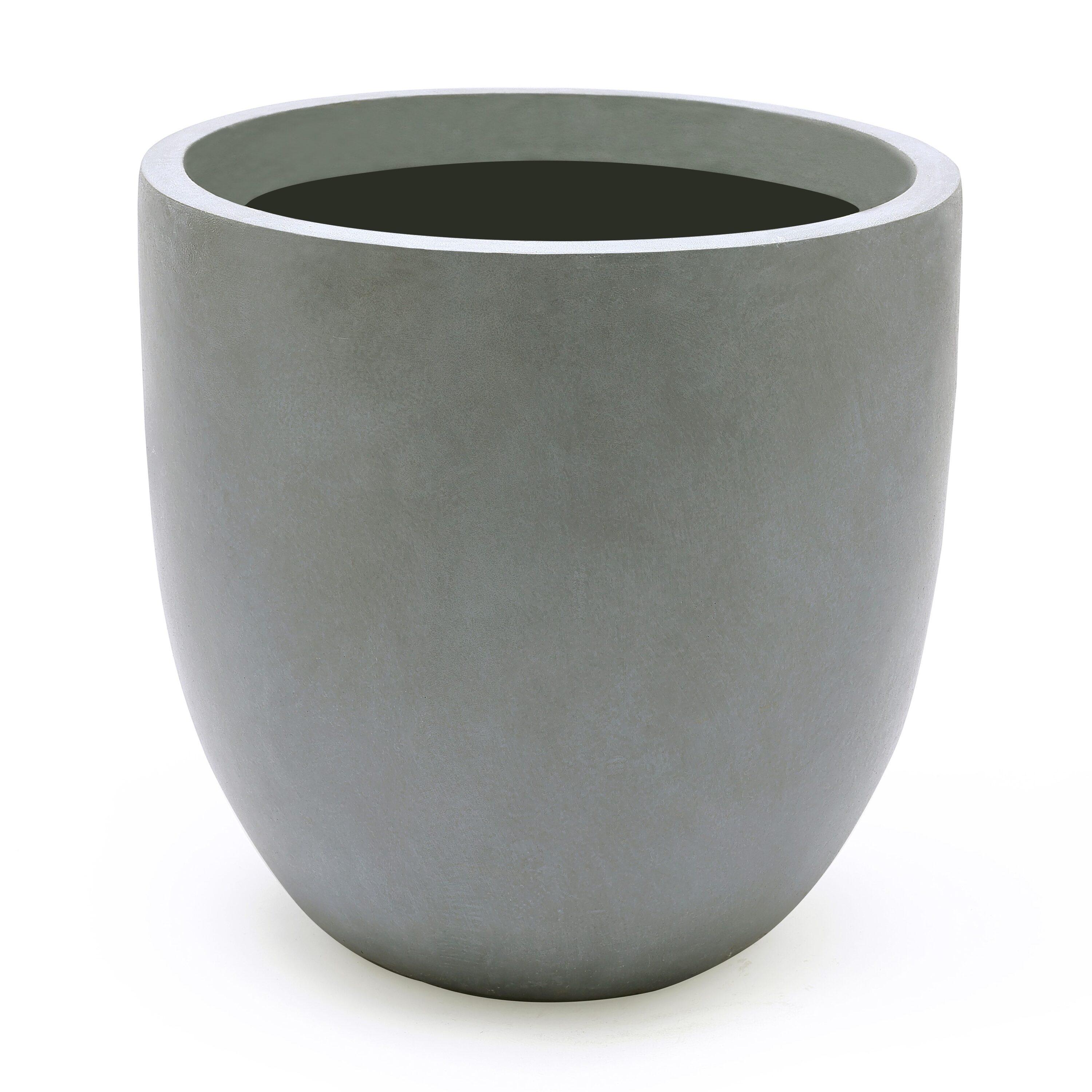 LuxenHome Round Tapered 12.2" H Flower Pot Planter Gray