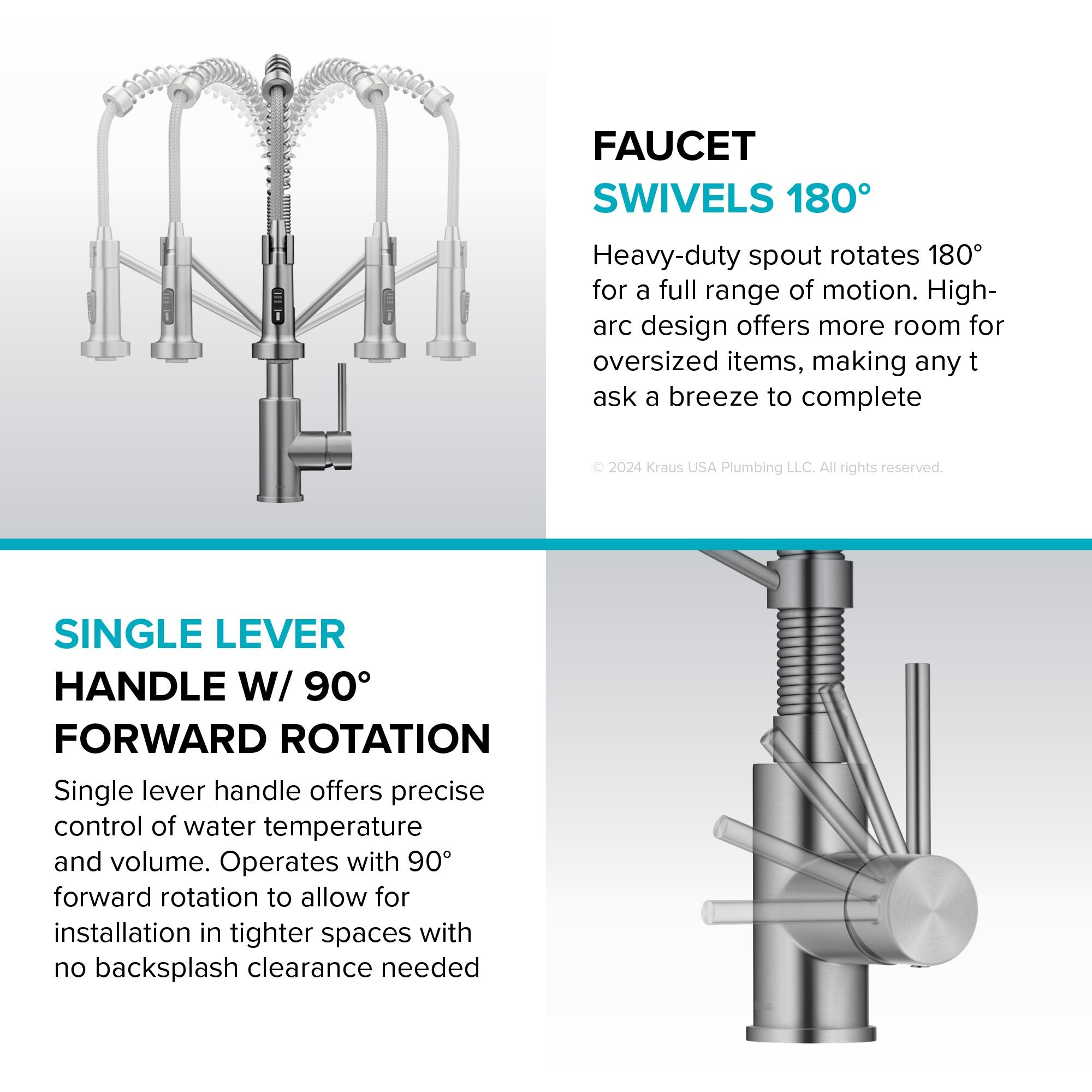 KRAUS Bolden Commercial Style 2-Function Single Handle Pull Down Kitchen Faucet