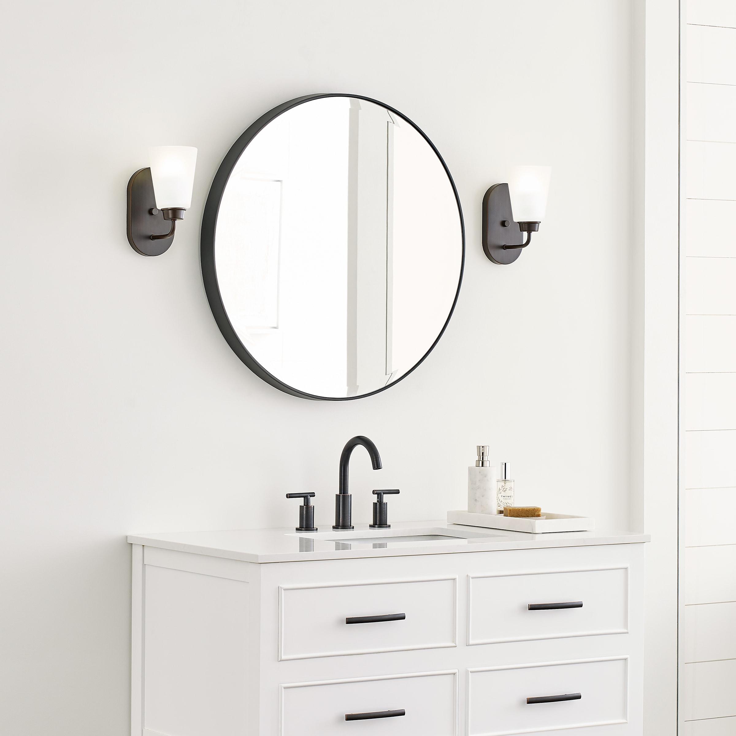 Bronze Kerrville Energy Star Wall Sconce with Satin Etched Glass Shade