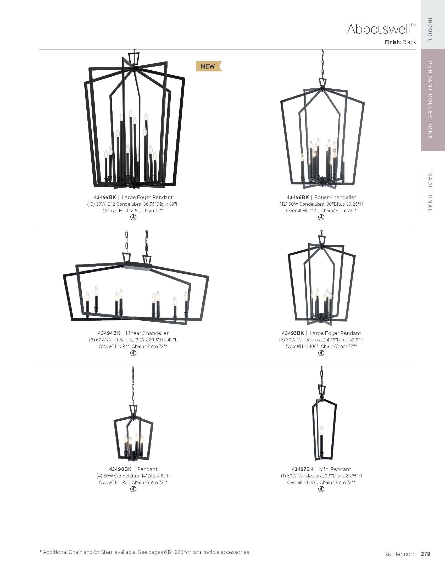 Kichler Lighting Abbotswell 6 - Light Pendant in  Natural Brass