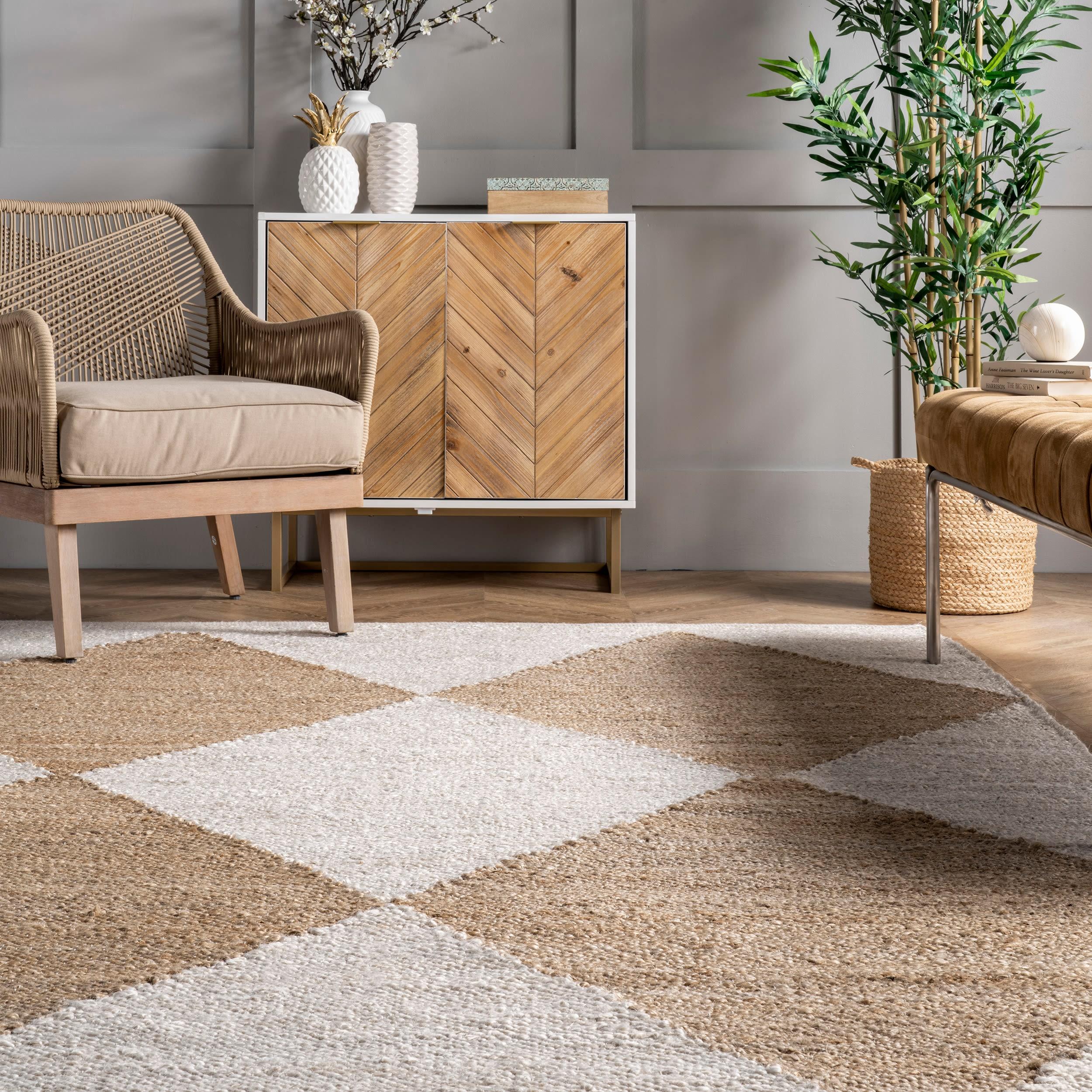 Nuloom Pandora Diamond Jute Indoor Area Rug, 4' x 6', Ivory