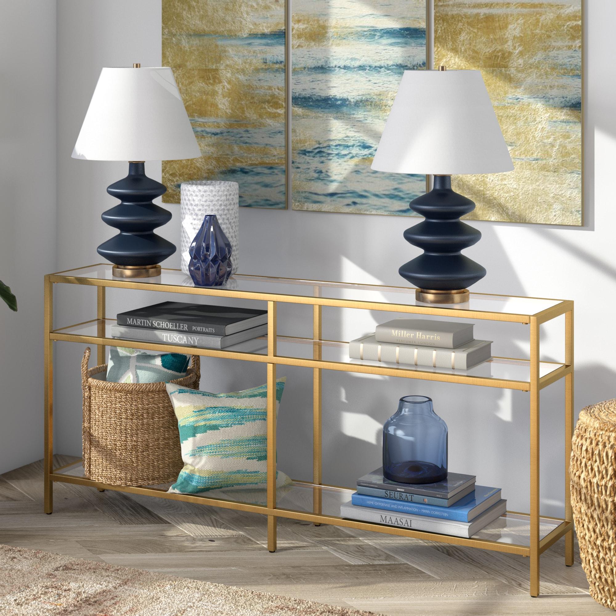 Evelyn&Zoe Sivil 64" Wide Rectangular Console Table, Brass