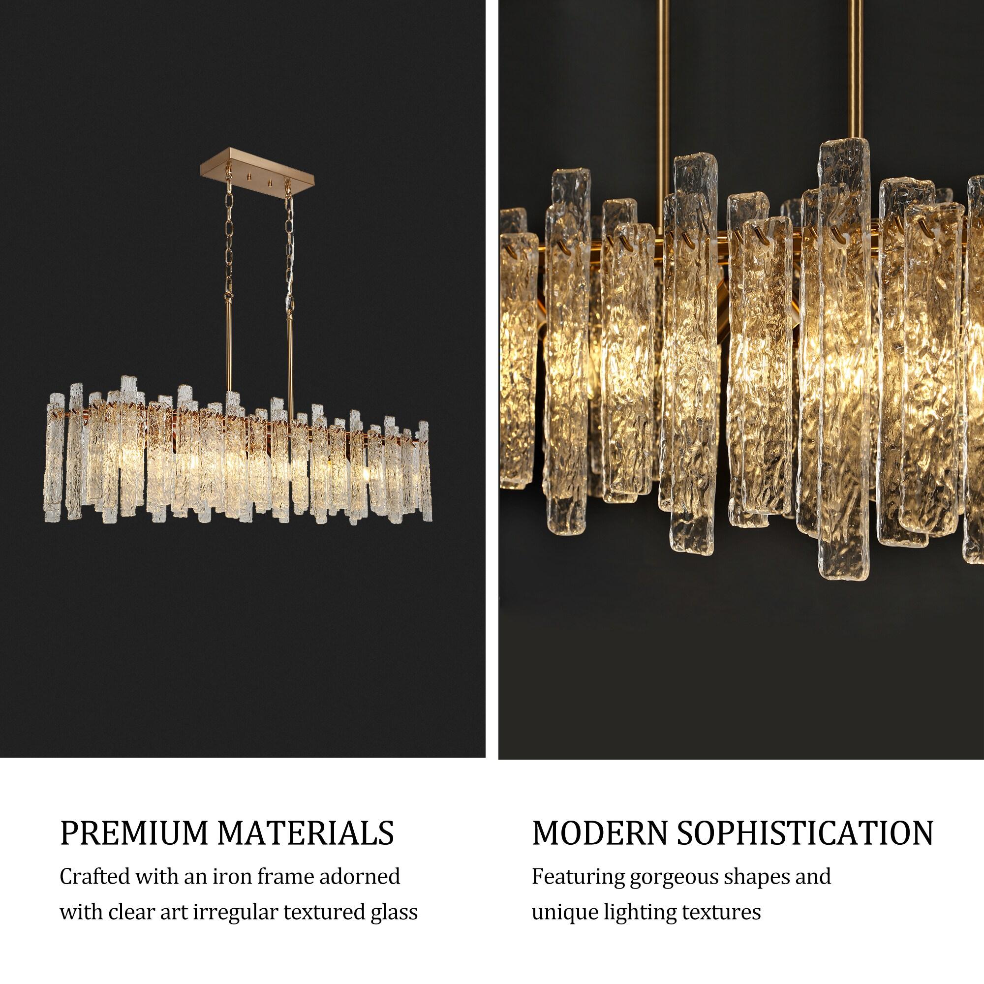 LNC Modern 6-Light 39" W. Glass Island Chandelier for Kitchen Island Dining Room - 39" W x 9.8" H x 9.9" D