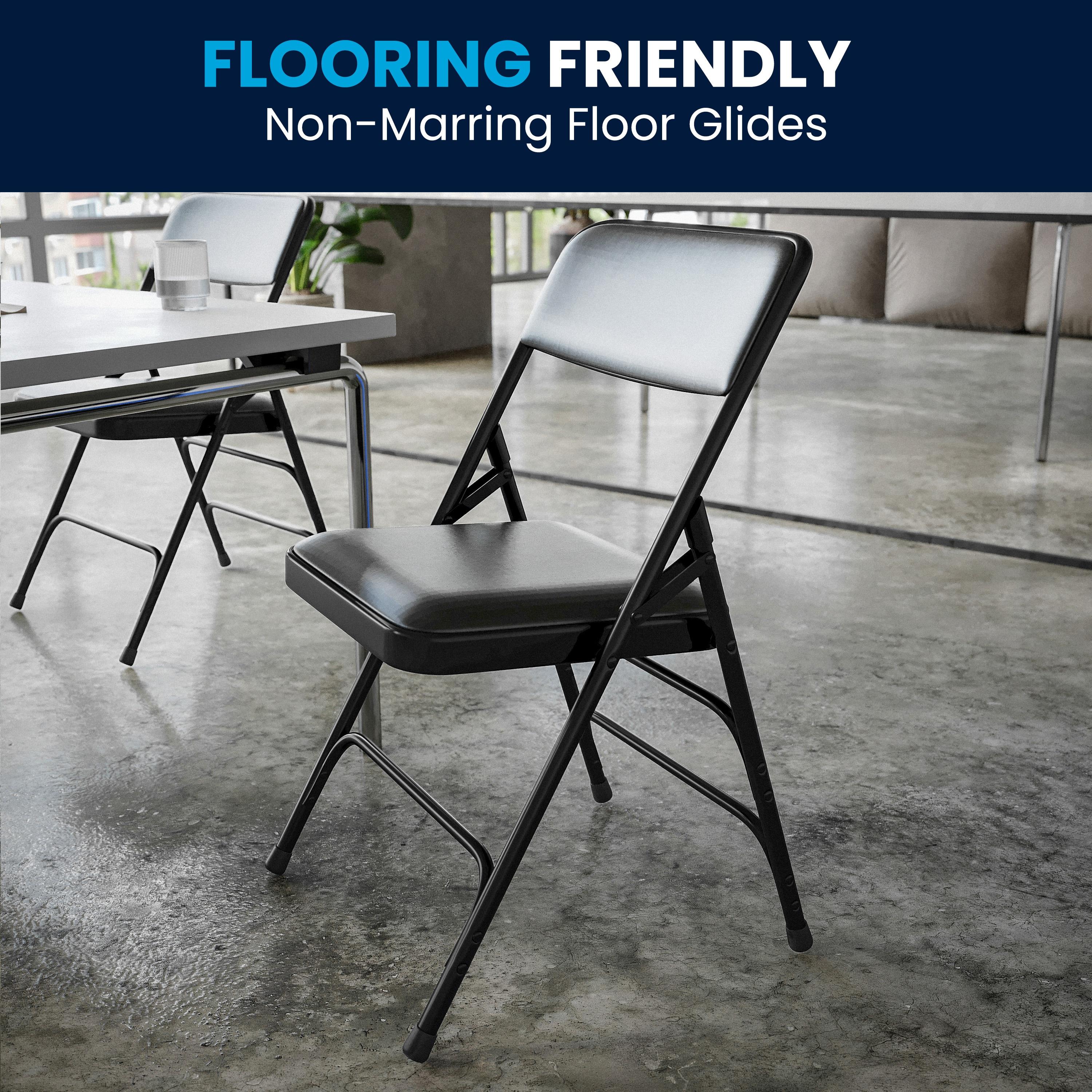 Flash Furniture HERCULES Series Curved Triple Braced & Double Hinged Black Vinyl Metal Folding Chair