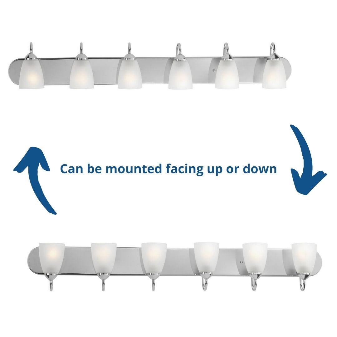 Progress Lighting Gather 6-Light Bath Bracket, Polished Chrome, Etched Glass Shades