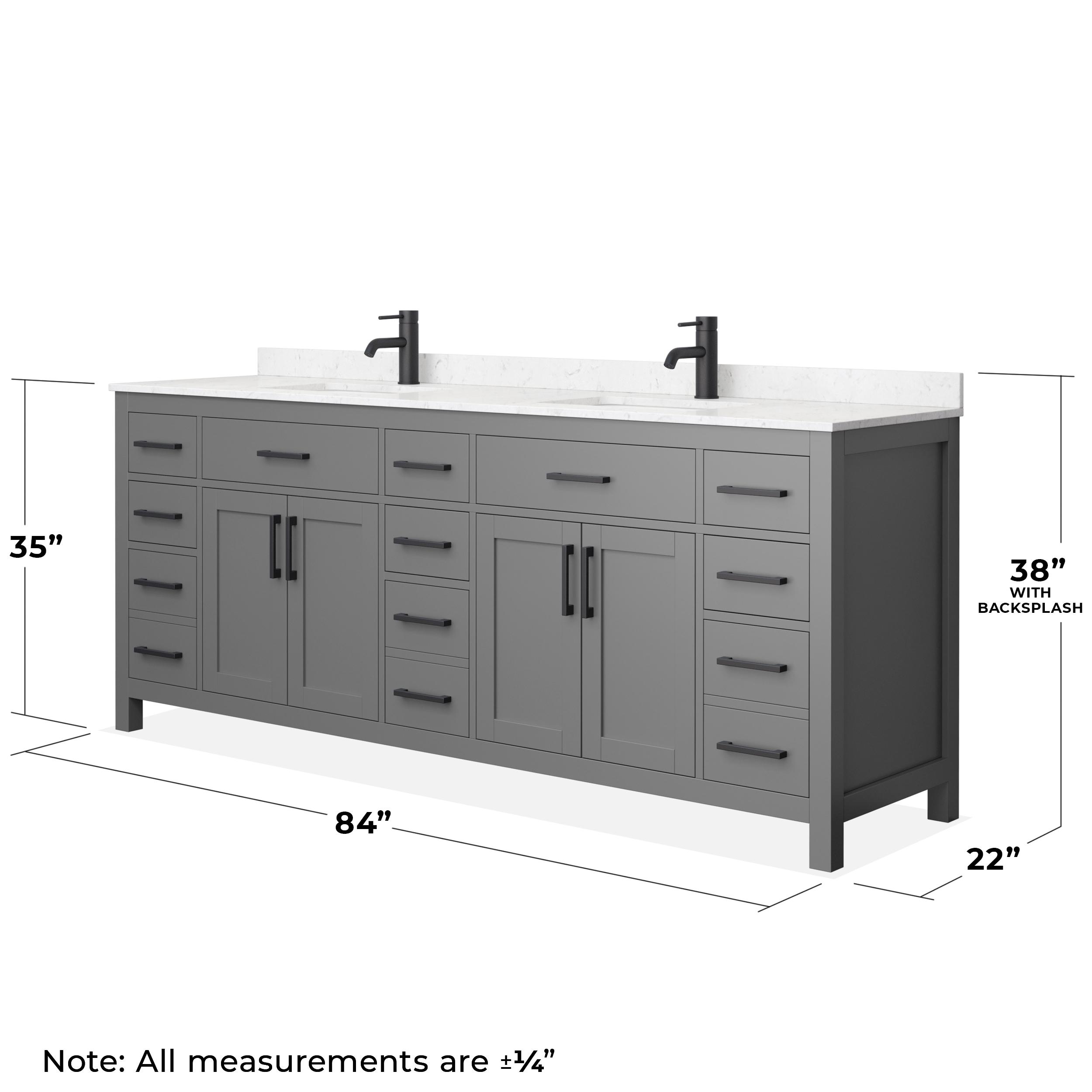 Wyndham Collection Beckett 84" Wood Double Bathroom Vanity in Dark Gray/Black