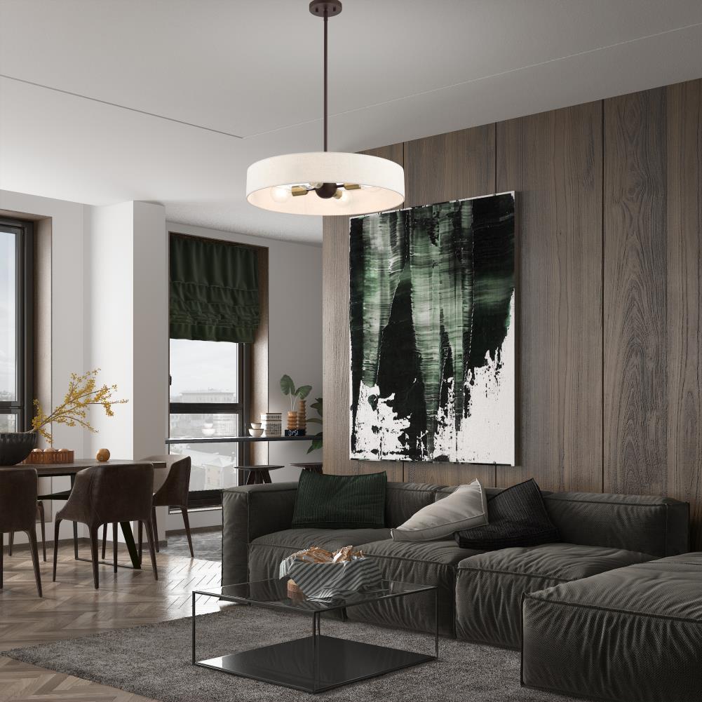 Venlo 4 Light Bronze with Antique Brass Accents Pendant