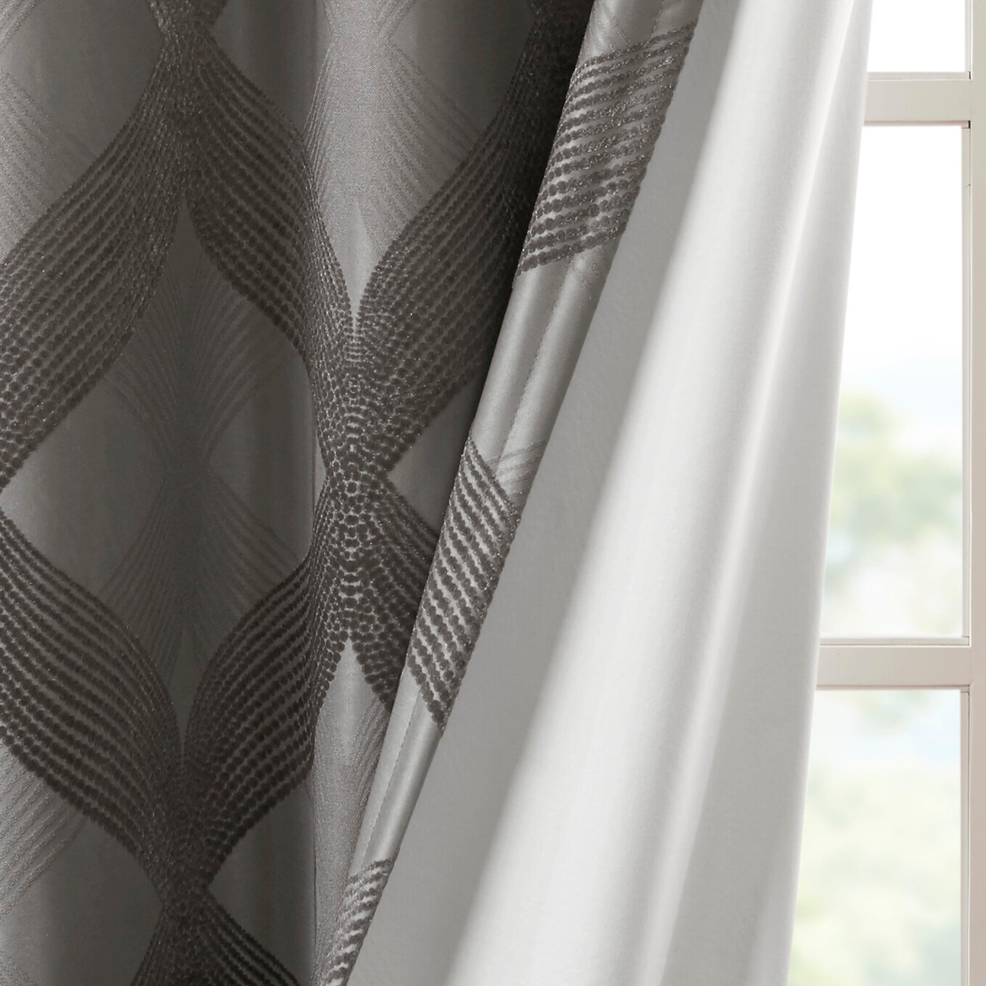 Madison Park Bentley Ogee Knitted Jacquard Geometric Total Blackout Single Curtain Panel